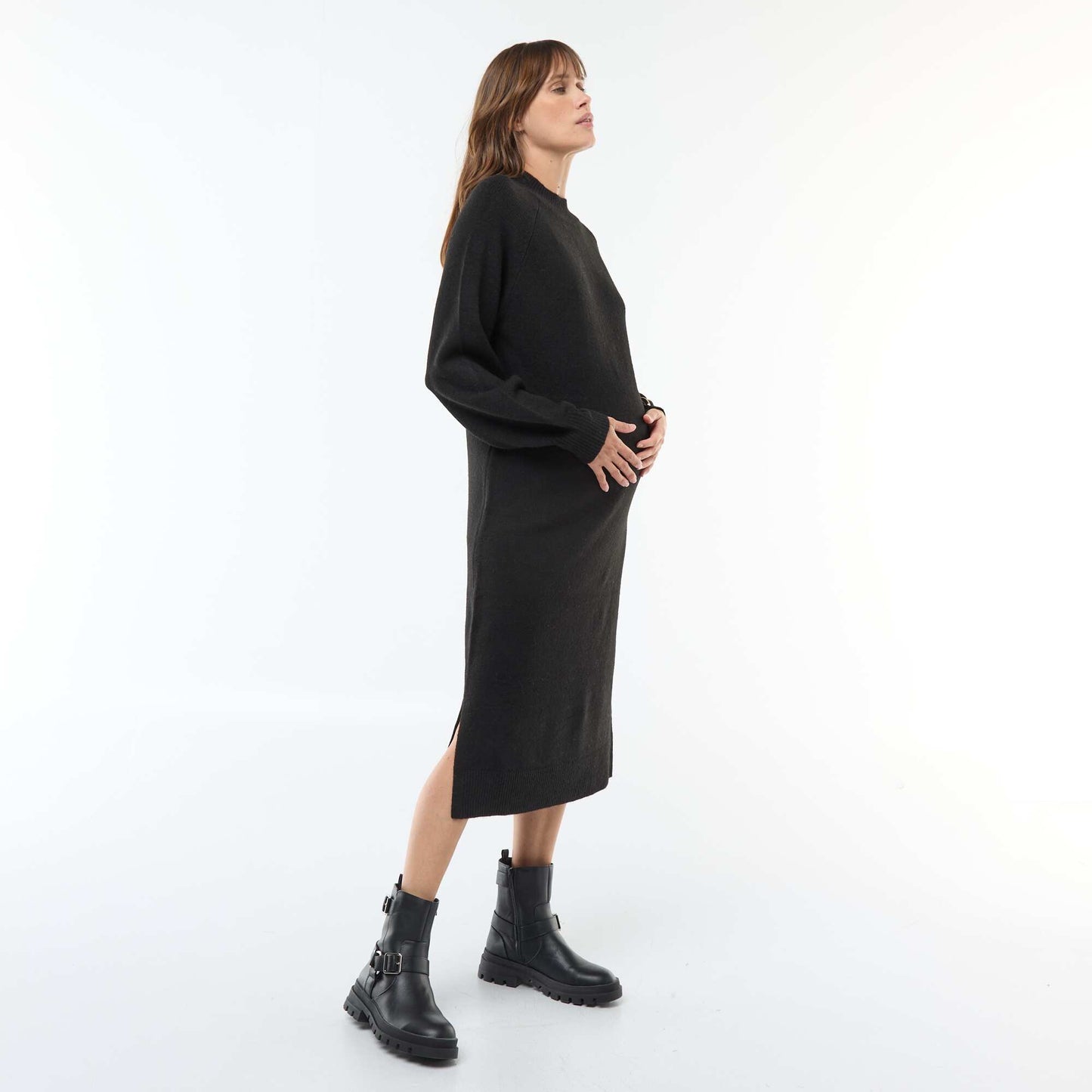 Robe pull de maternité NOIR