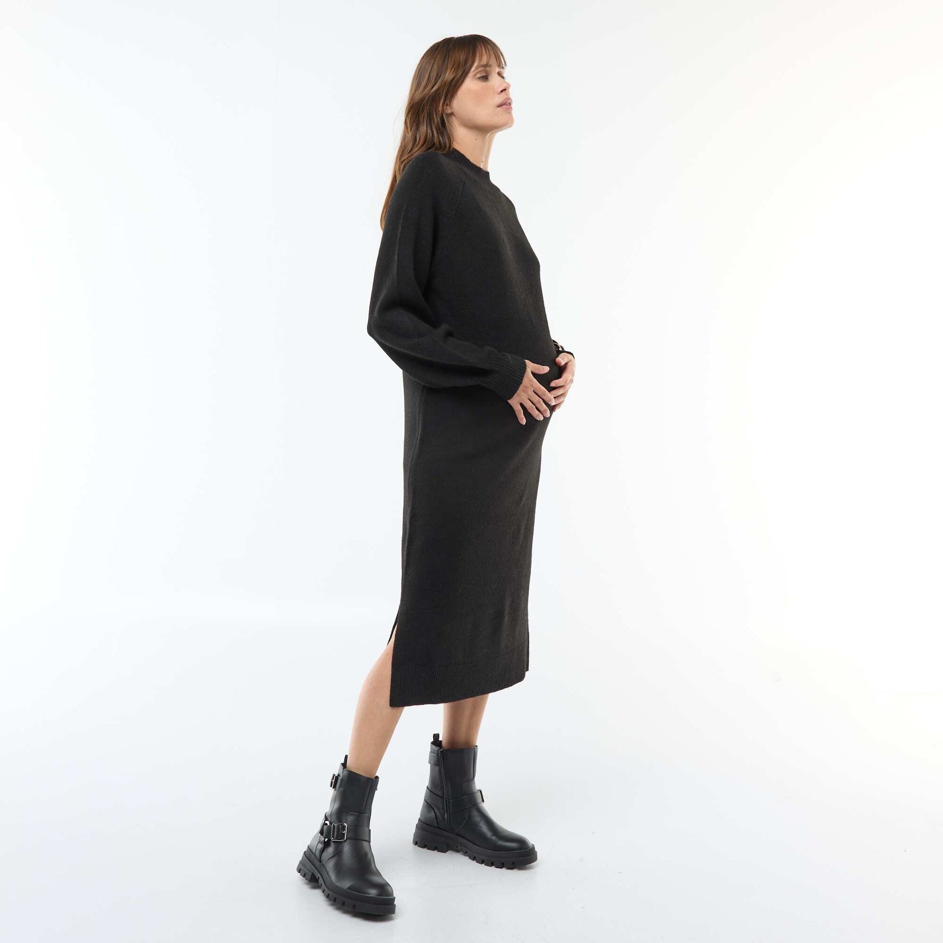 Robe pull de maternité NOIR