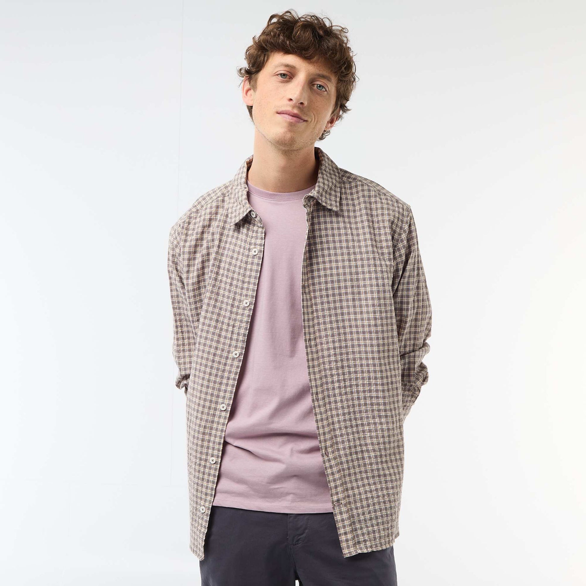 Chemise à carreaux MARRON