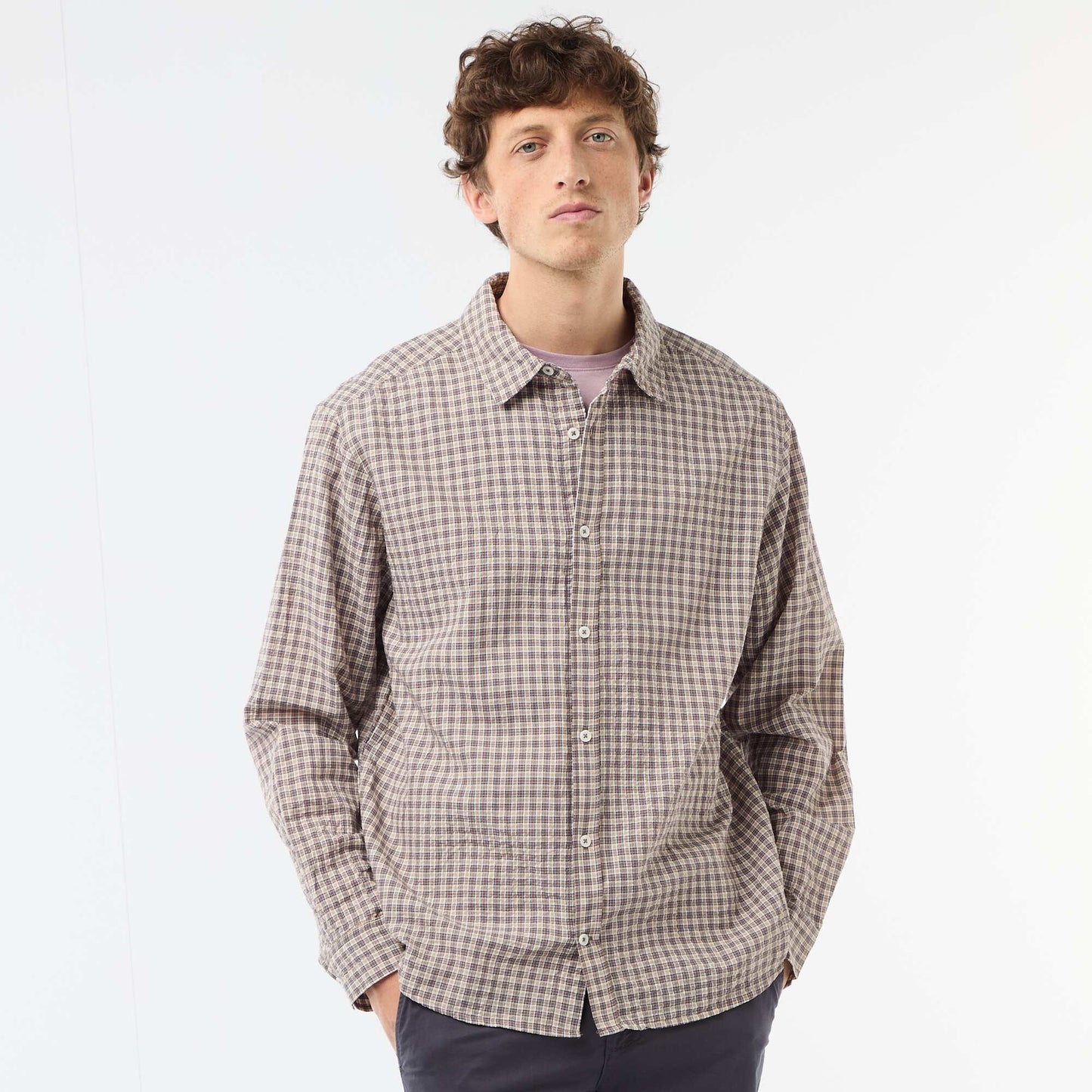 Chemise à carreaux MARRON
