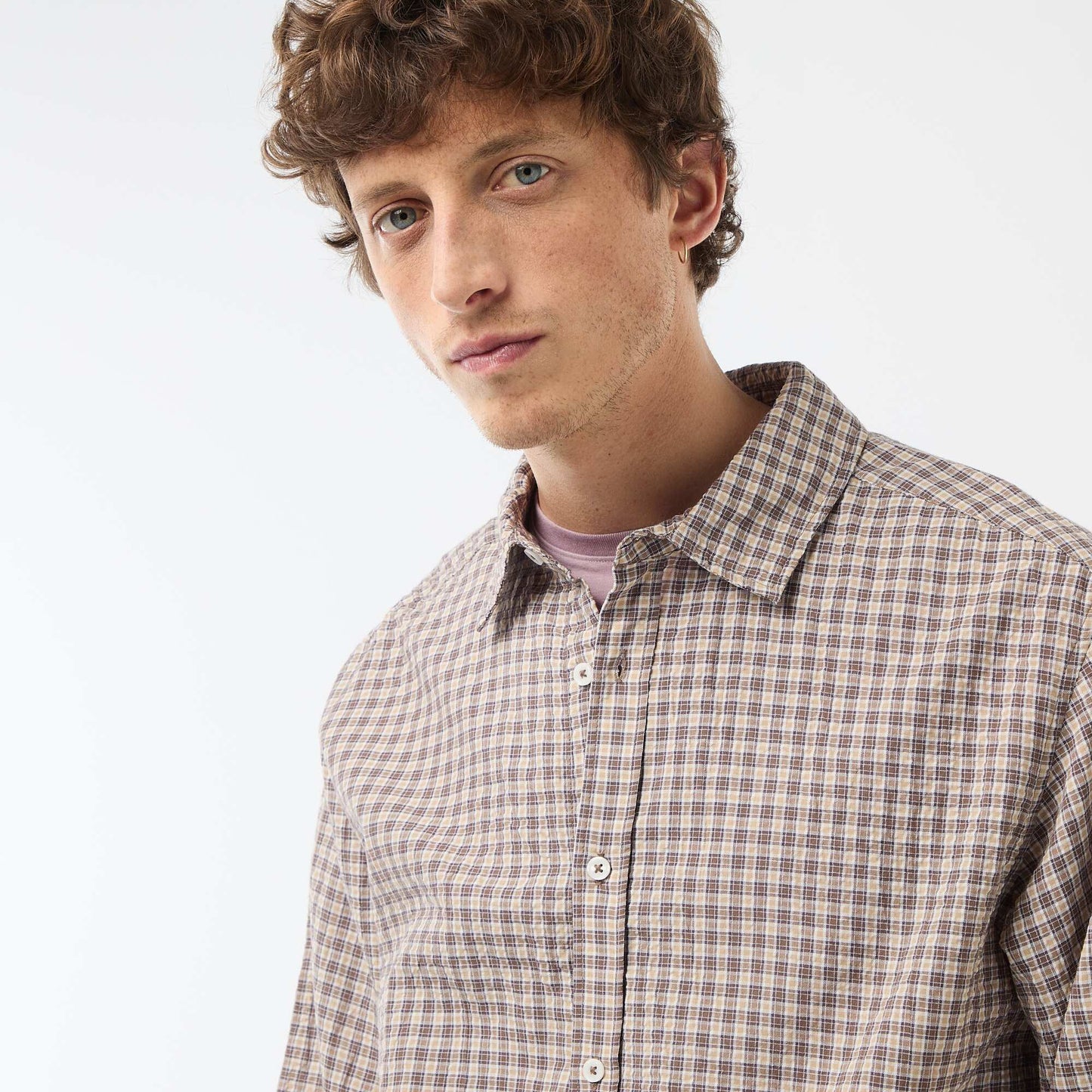 Chemise à carreaux MARRON