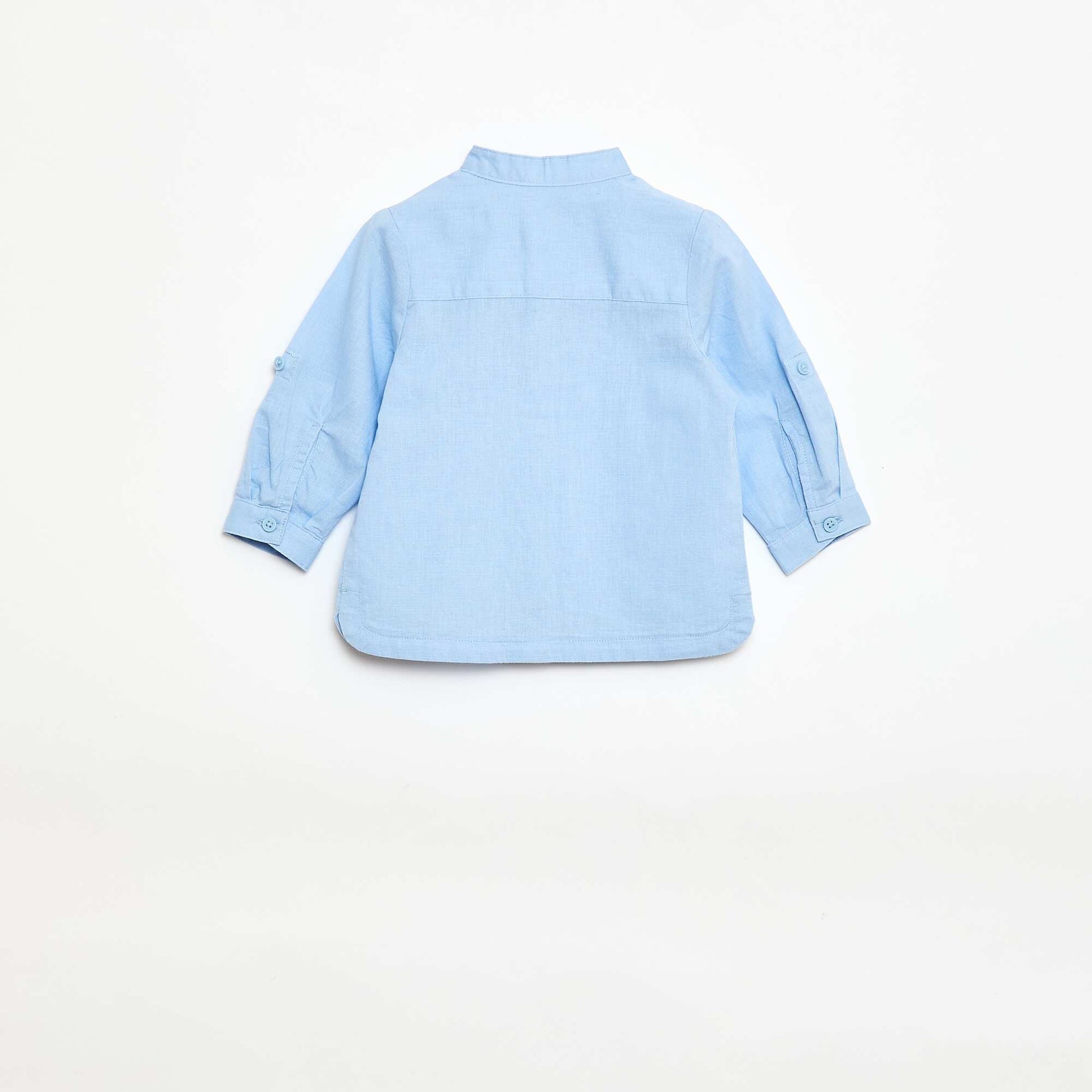 Ensemble chemise + pantalon en lin mélangé - 2 pièces BLEU