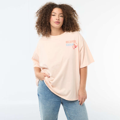 Tee-shirt coupe oversize à manches courtes BLANC