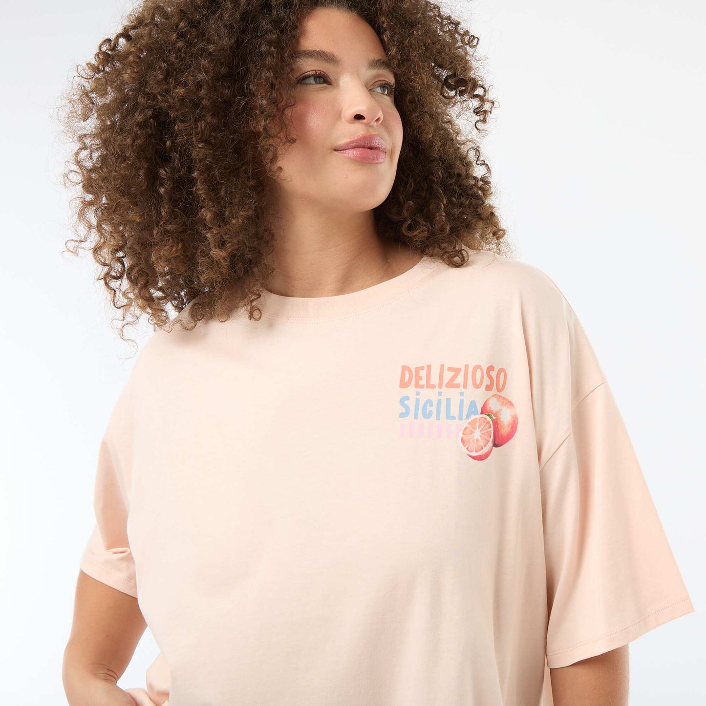 Tee-shirt coupe oversize à manches courtes BLANC
