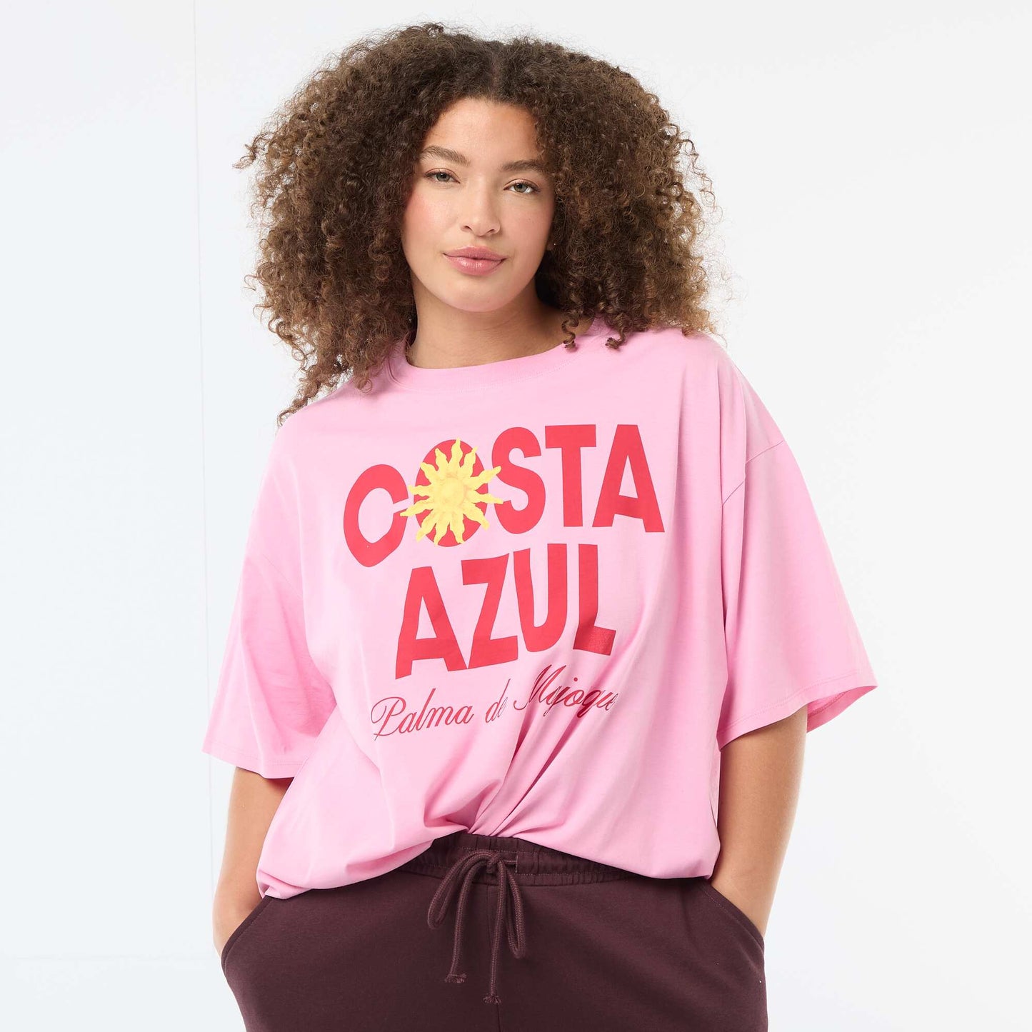 Tee-shirt coupe oversize à manches courtes ROSE