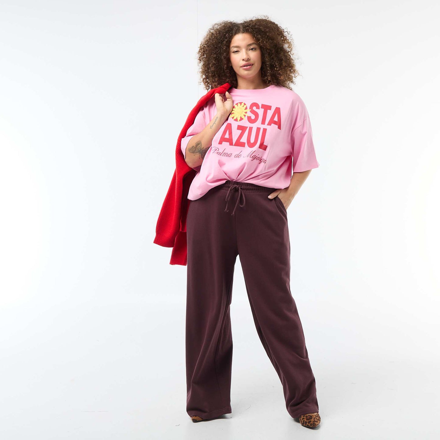 Tee-shirt coupe oversize à manches courtes ROSE