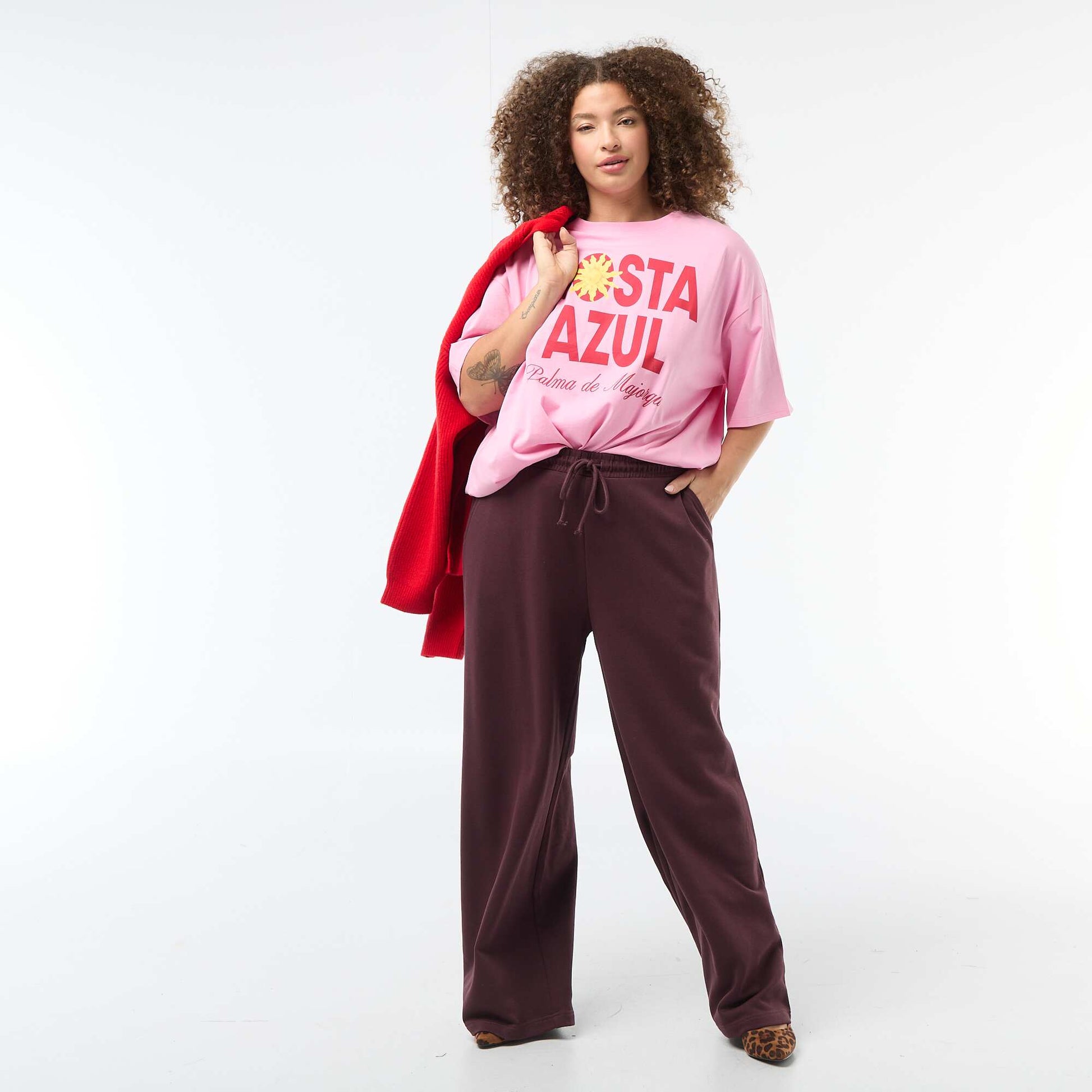Tee-shirt coupe oversize à manches courtes ROSE
