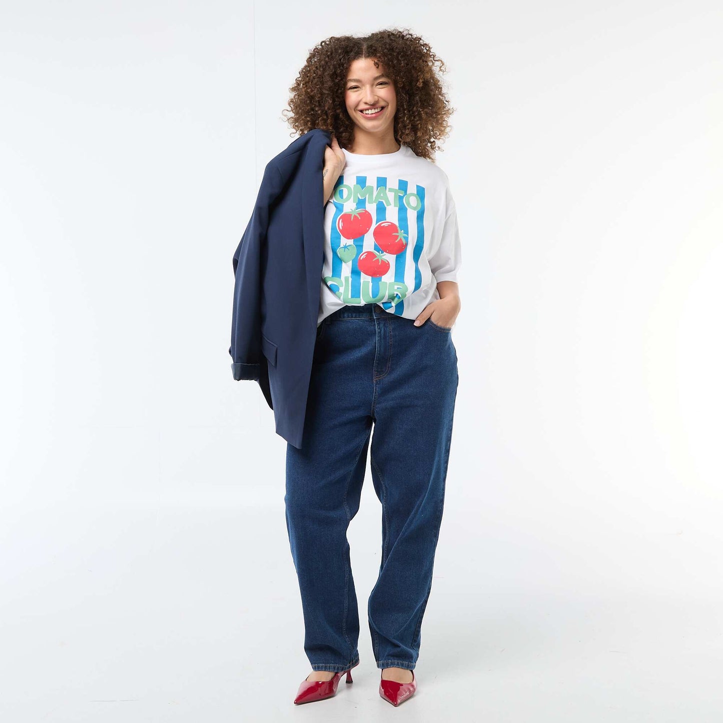 Tee-shirt coupe oversize à manches courtes BLANC