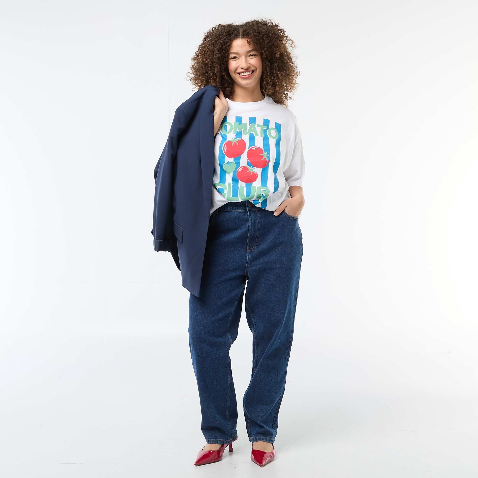 Tee-shirt coupe oversize à manches courtes BLANC