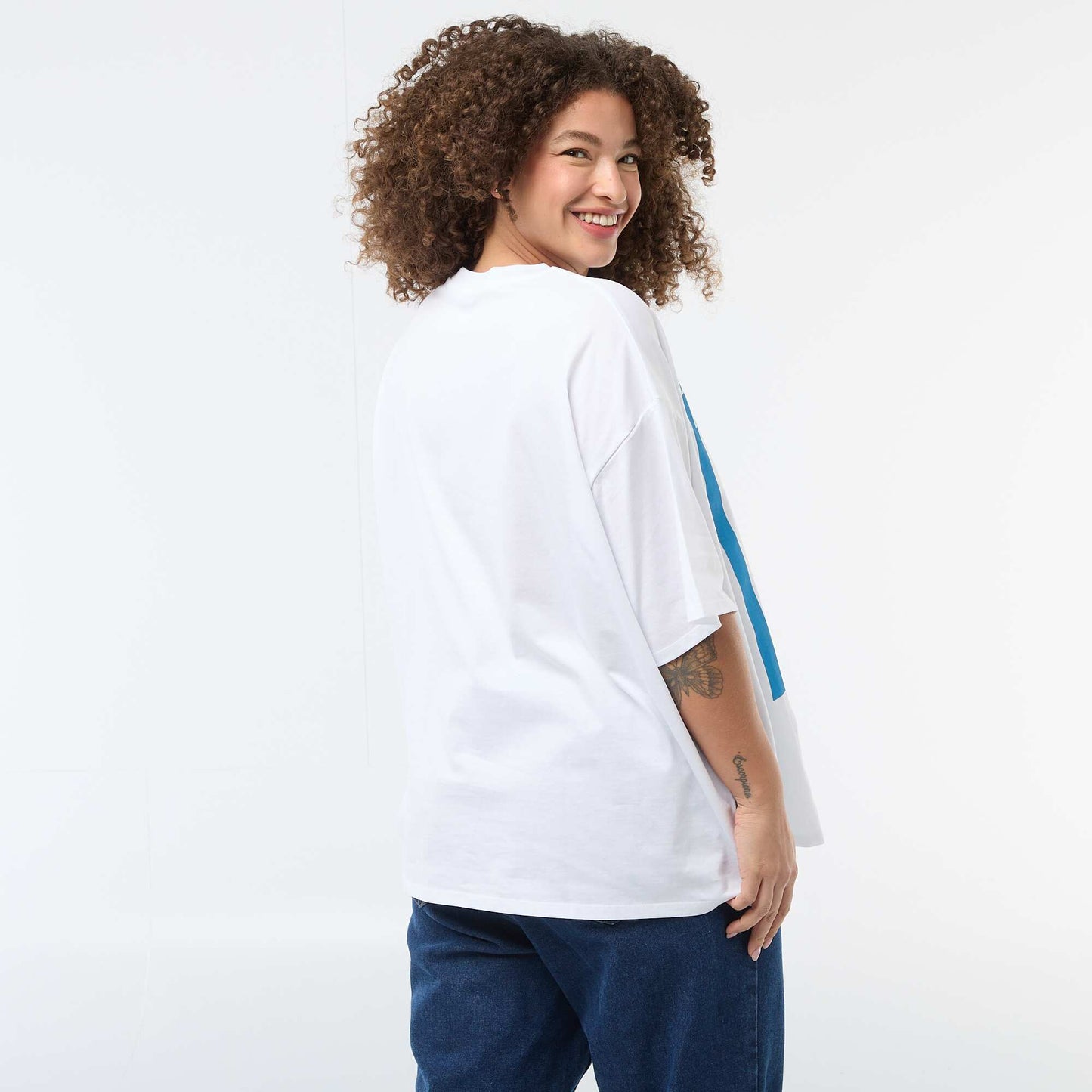 Tee-shirt coupe oversize à manches courtes BLANC
