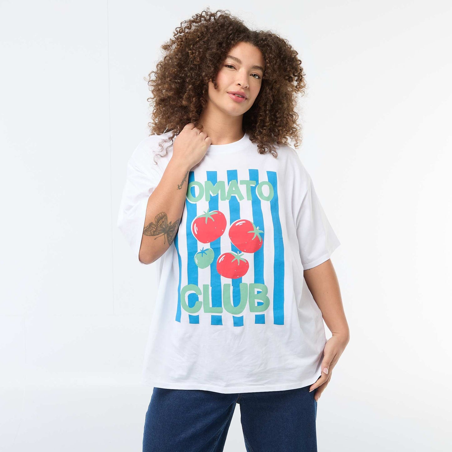 Tee-shirt coupe oversize à manches courtes BLANC