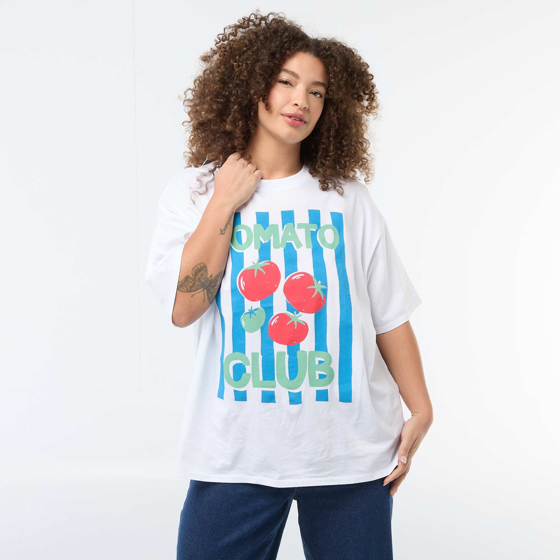 Tee-shirt coupe oversize à manches courtes BLANC