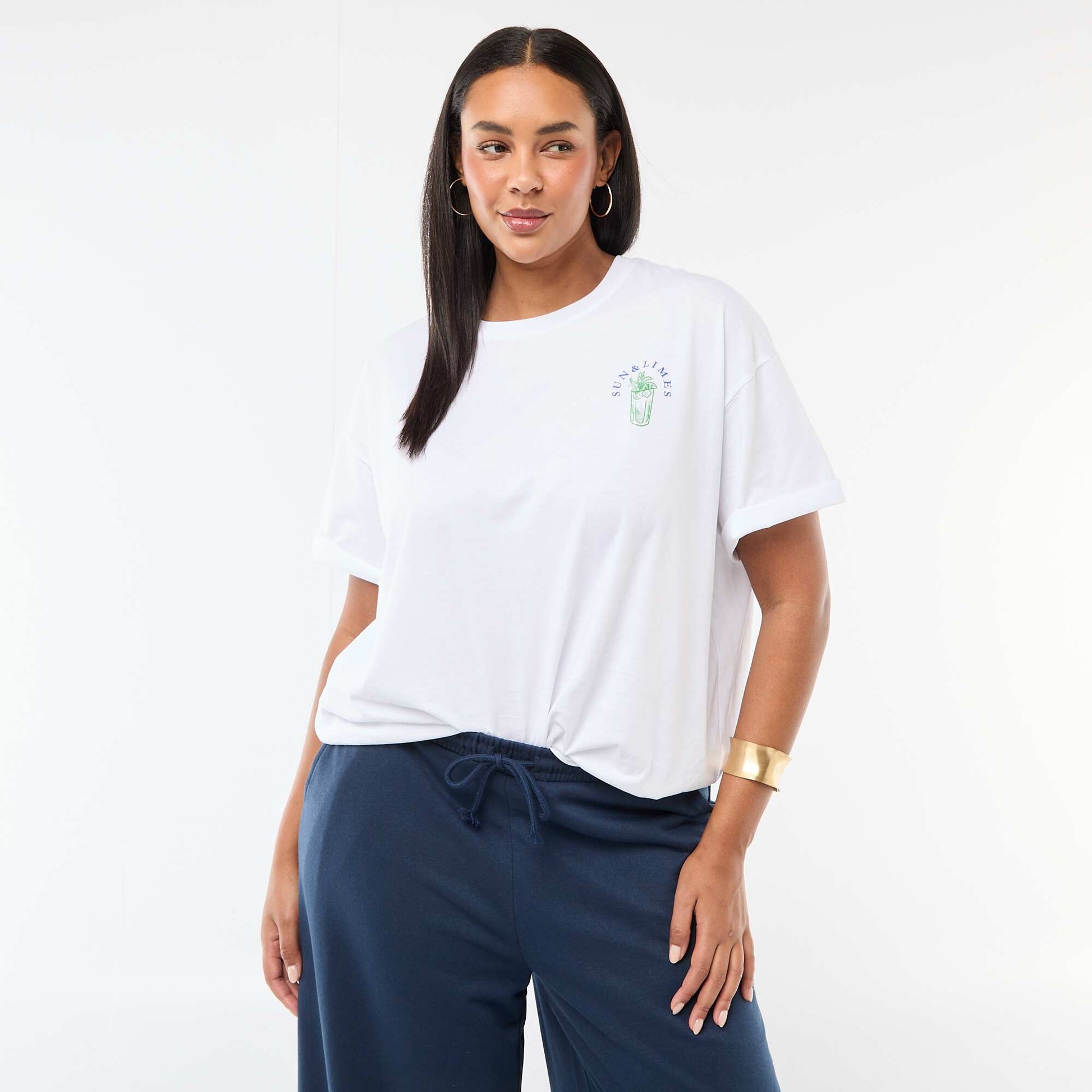 Tee-shirt coupe oversize à manches courtes BLANC