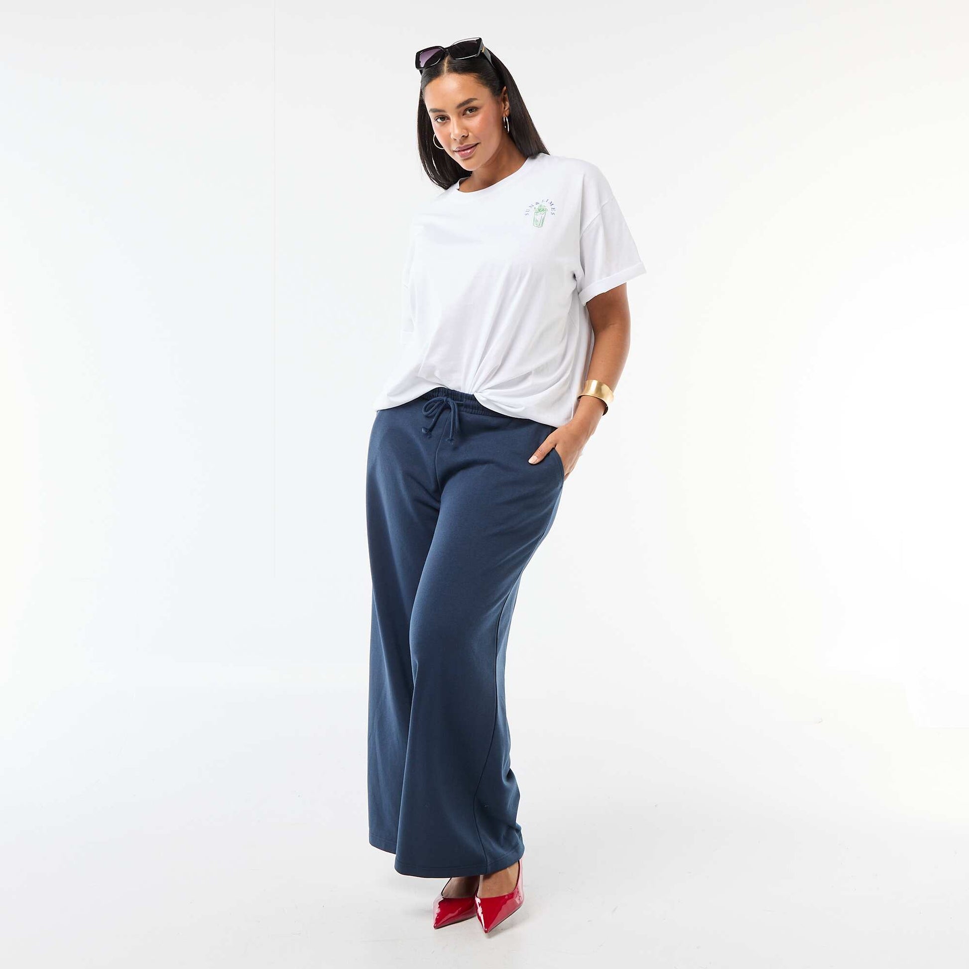 Tee-shirt coupe oversize à manches courtes BLANC