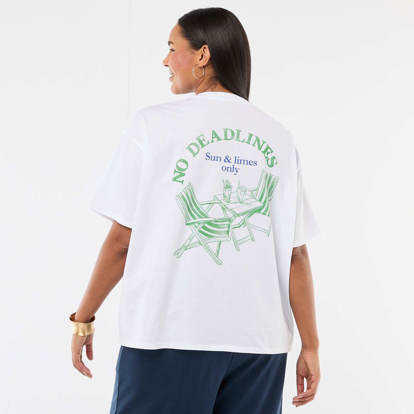 Tee-shirt coupe oversize à manches courtes BLANC