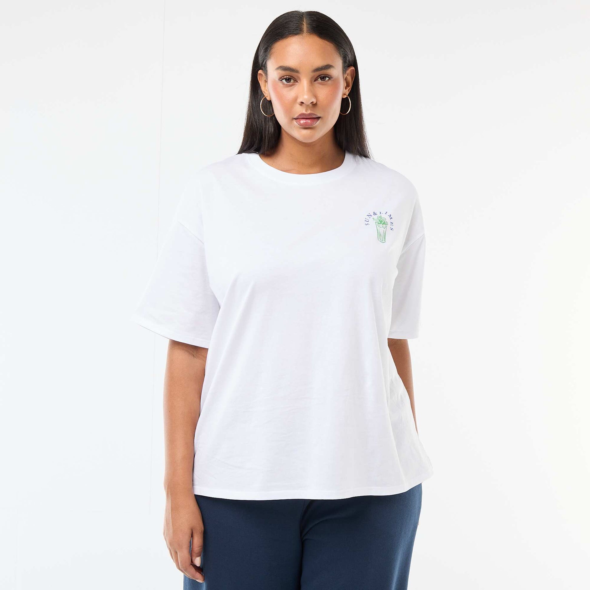 Tee-shirt coupe oversize à manches courtes BLANC