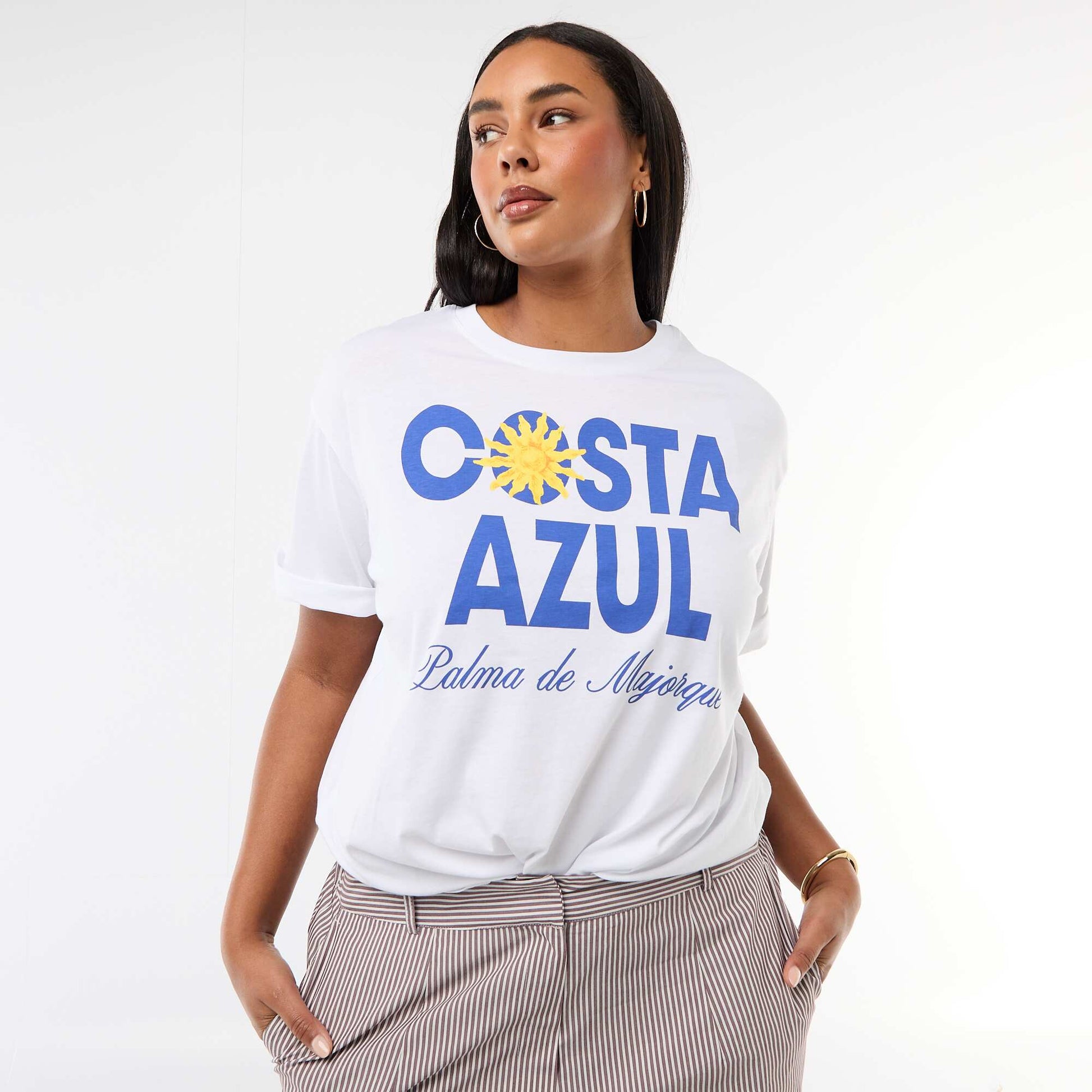Tee-shirt coupe oversize à manches courtes BLANC