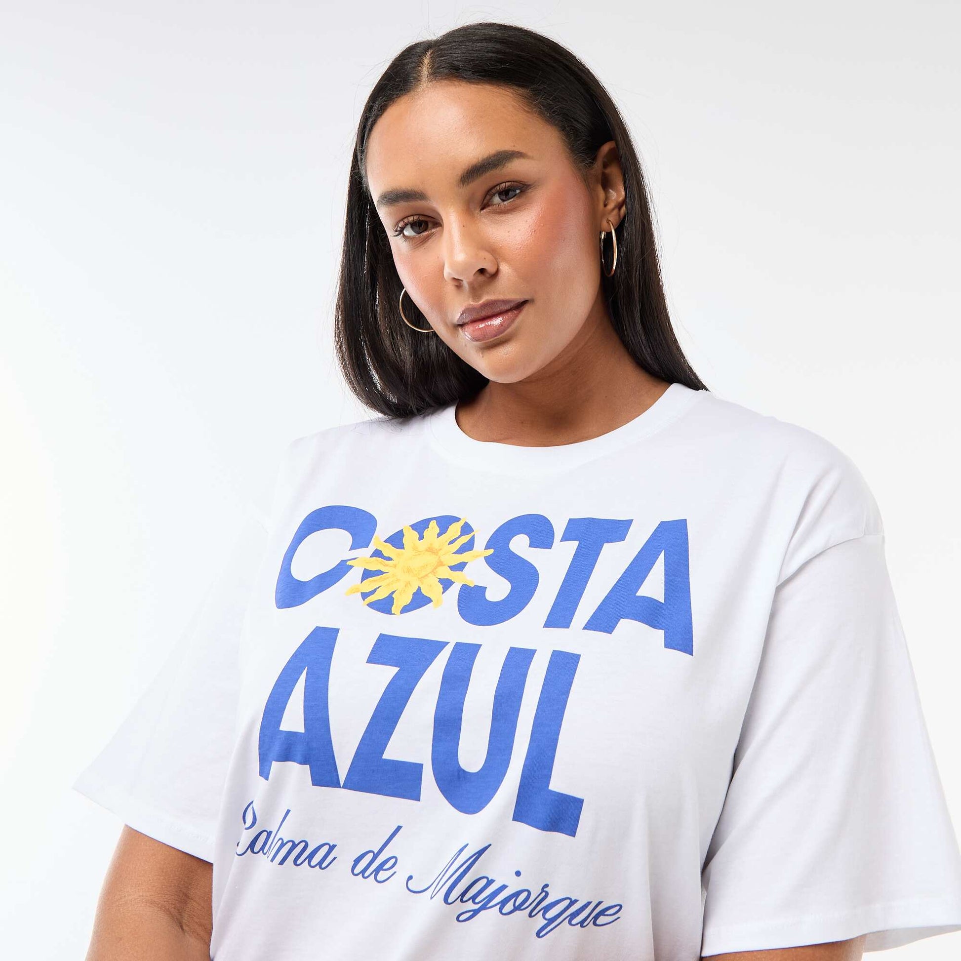 Tee-shirt coupe oversize à manches courtes BLANC