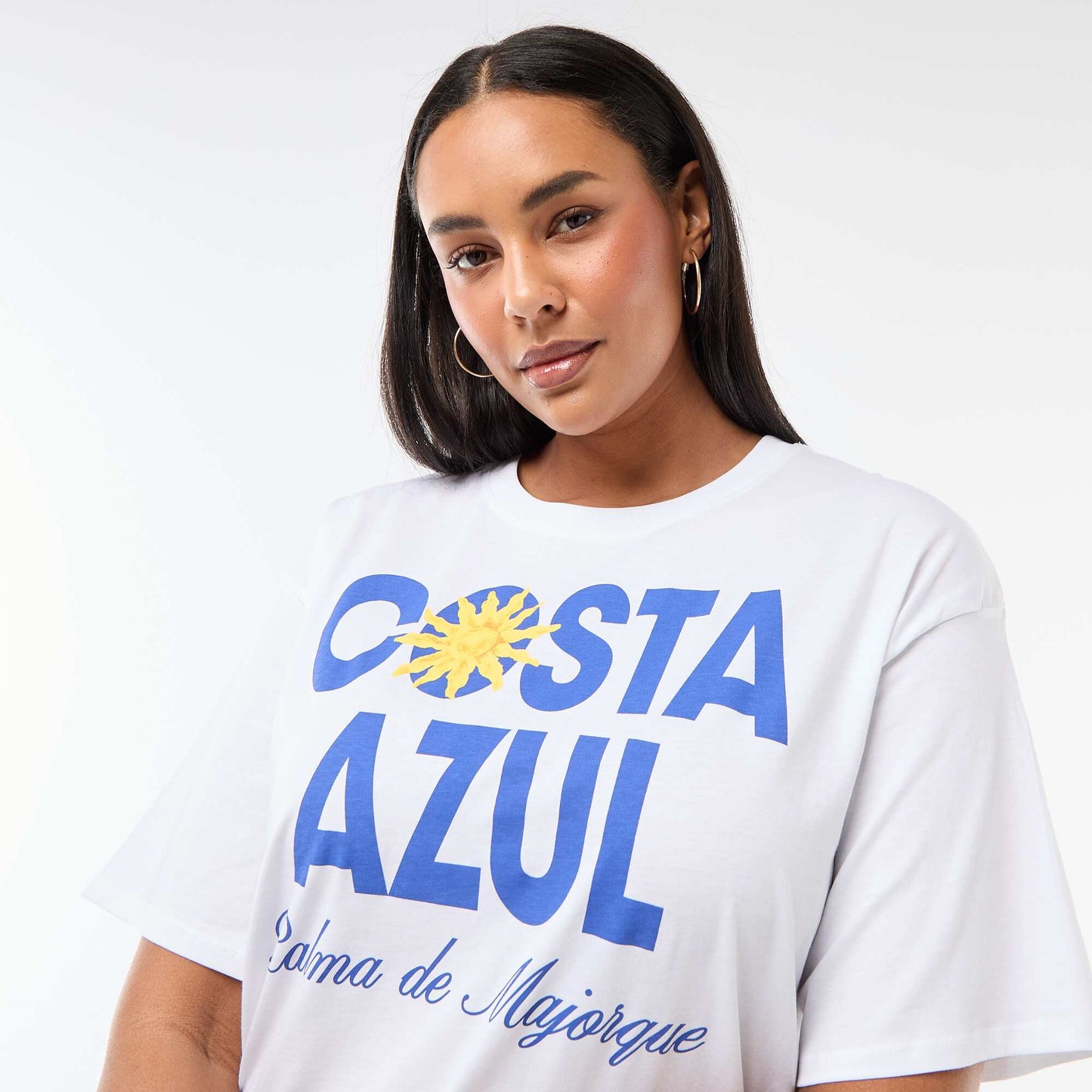 Tee-shirt coupe oversize à manches courtes BLANC