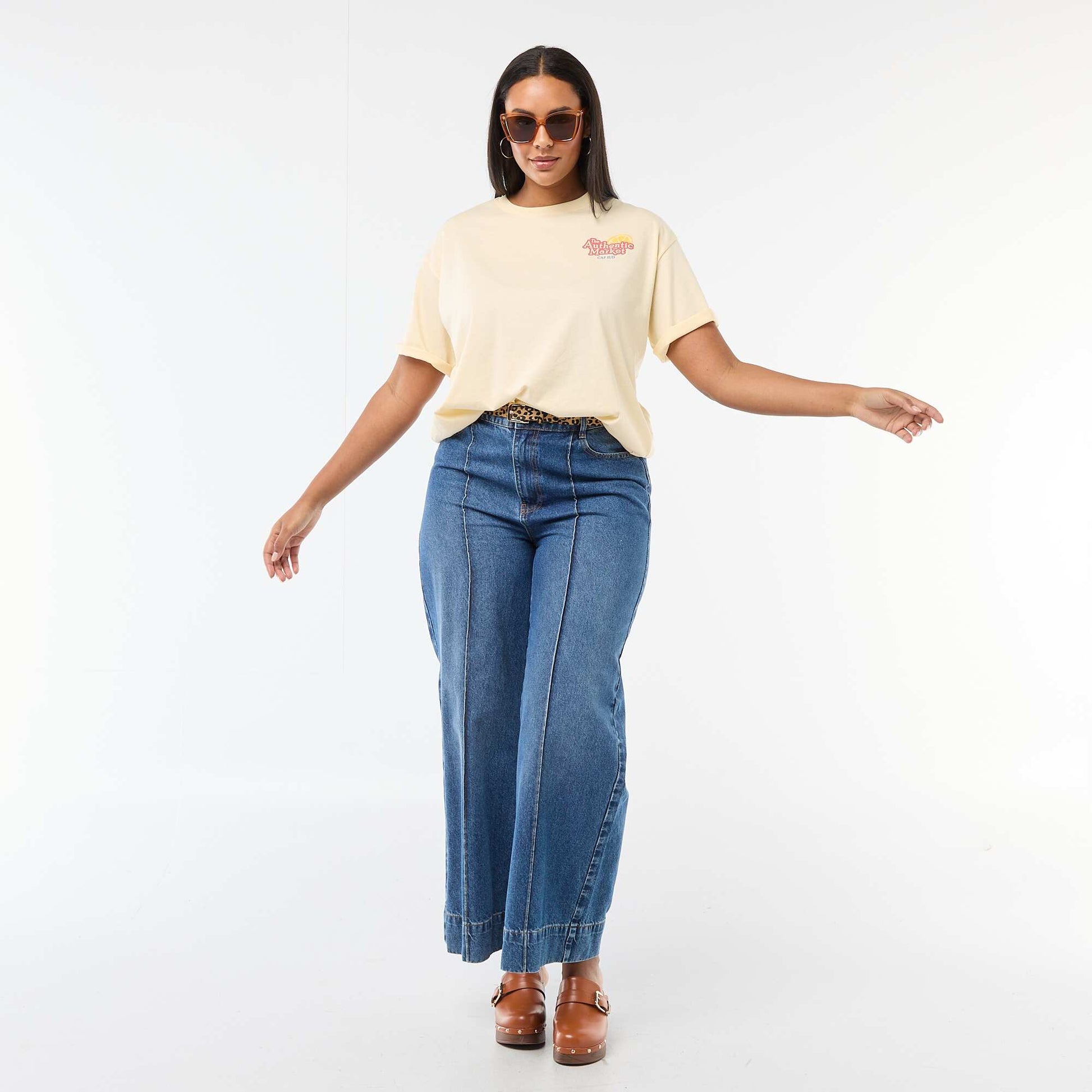 Tee-shirt coupe oversize à manches courtes JAUNE