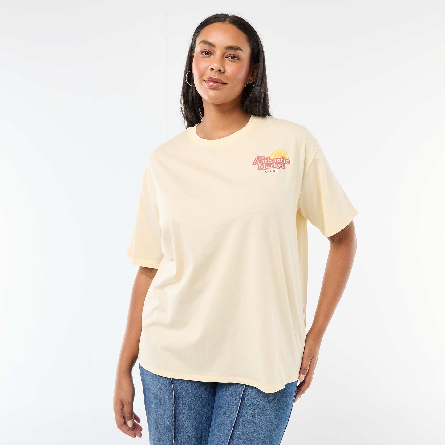 Tee-shirt coupe oversize à manches courtes JAUNE