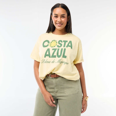 Tee-shirt coupe oversize à manches courtes JAUNE