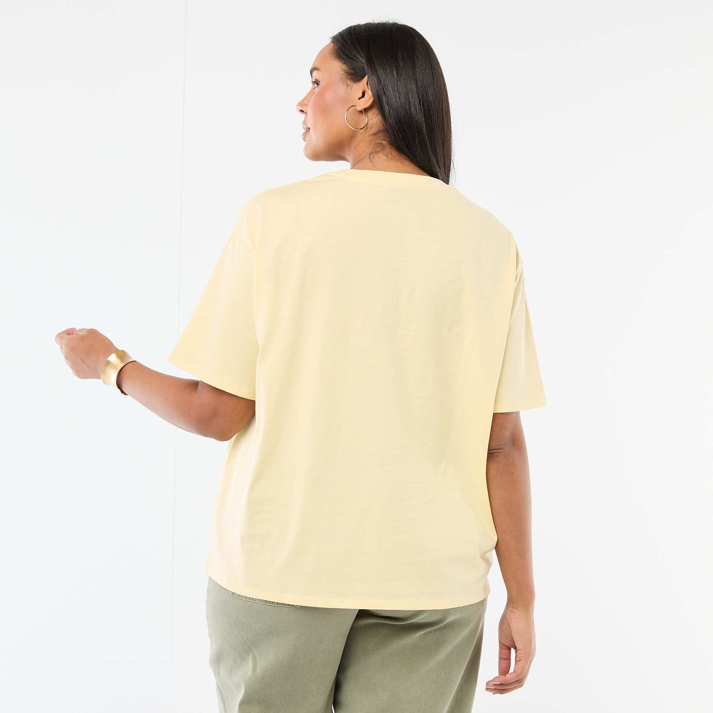 Tee-shirt coupe oversize à manches courtes JAUNE