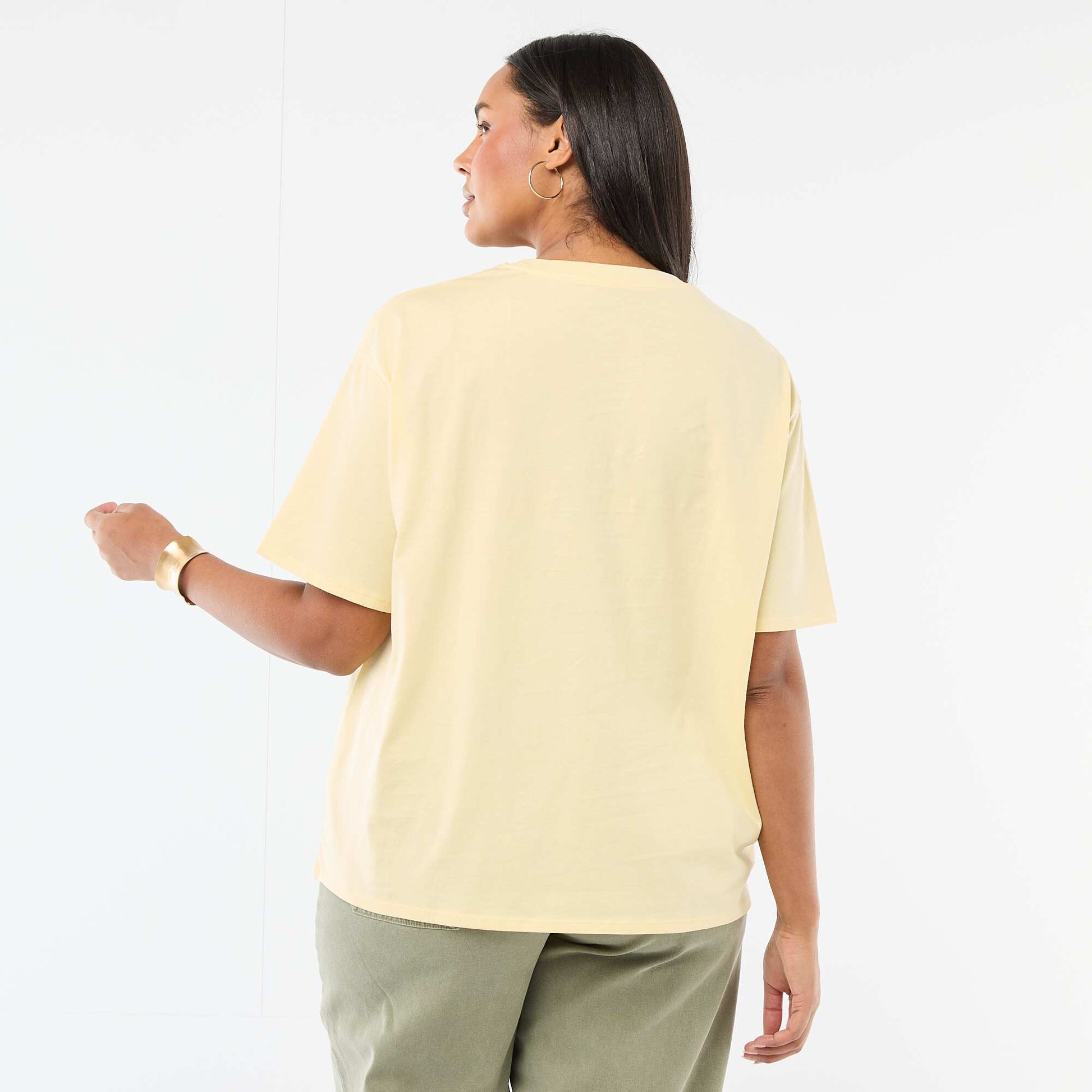 Tee-shirt coupe oversize à manches courtes JAUNE