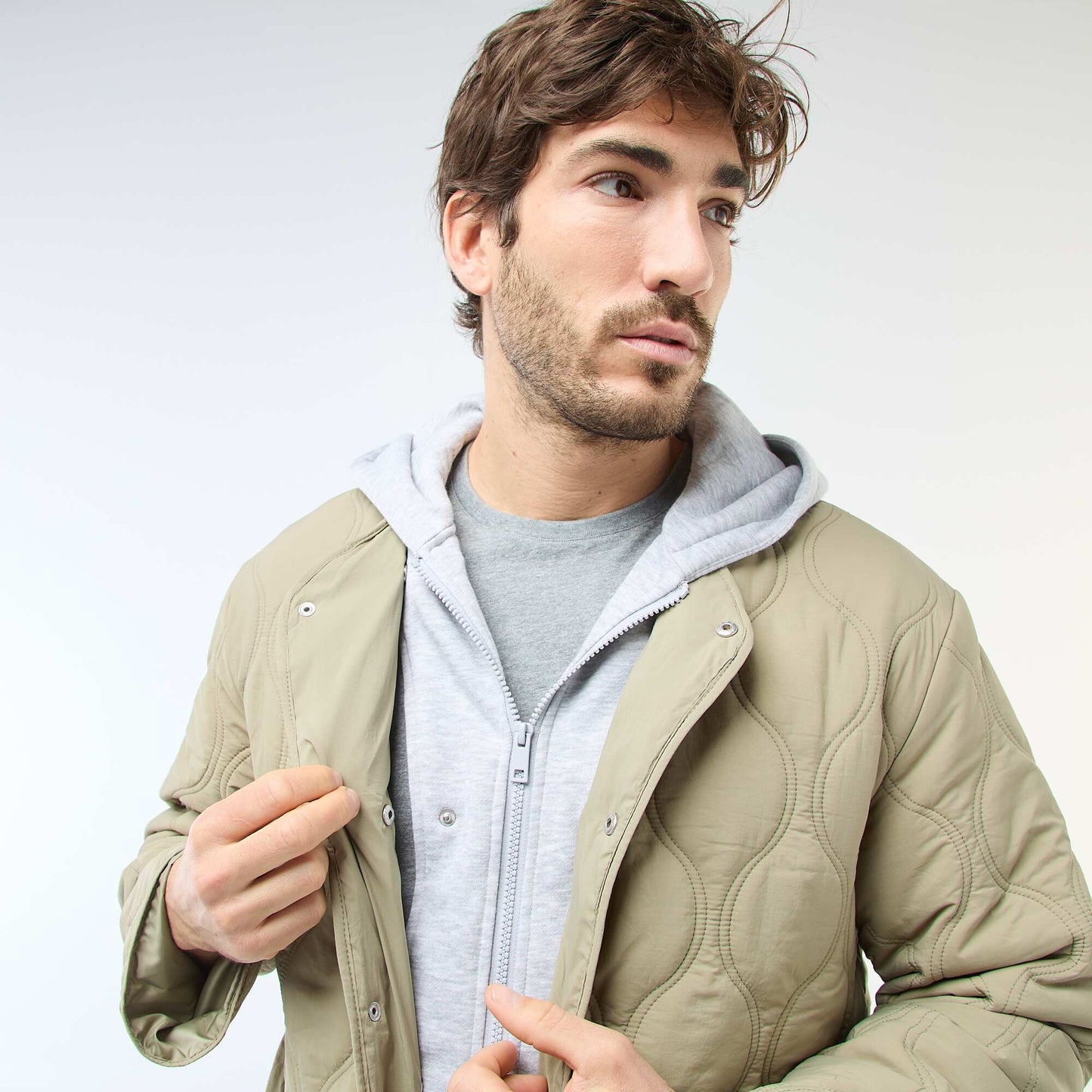 Blouson à capuche avec plastron en molleton amovible VERT