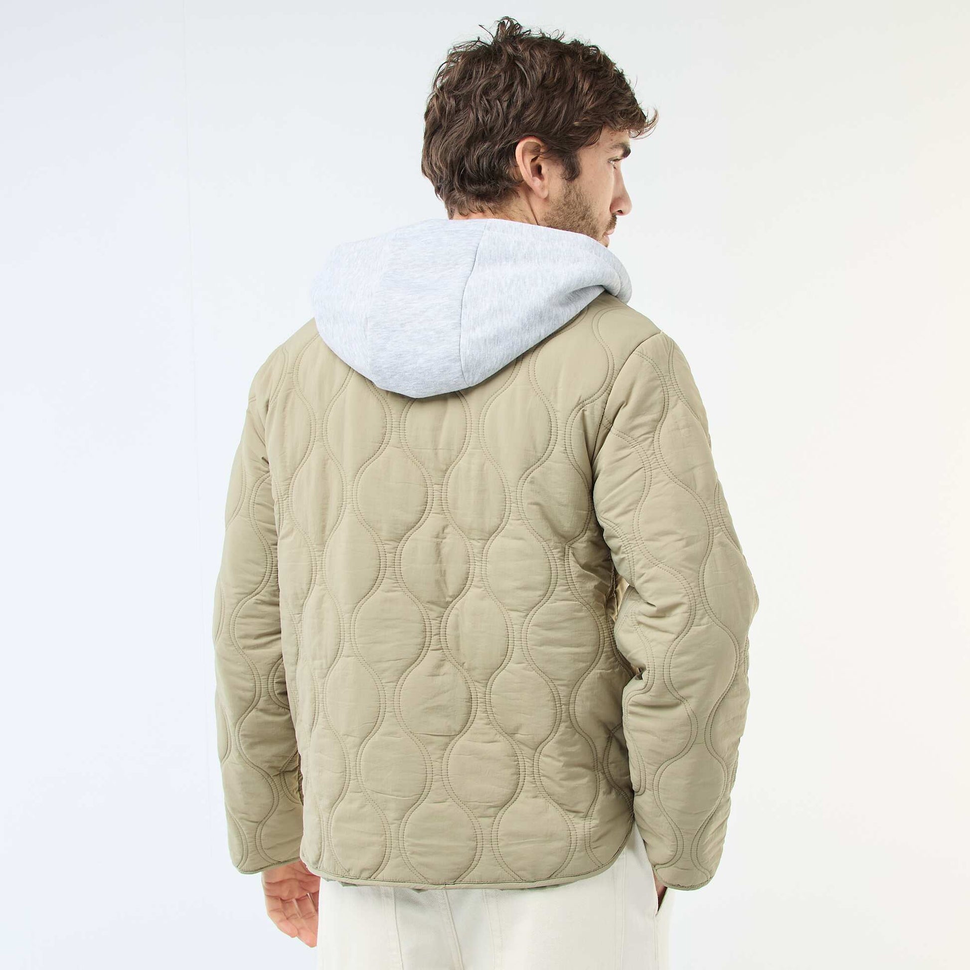 Blouson à capuche avec plastron en molleton amovible VERT
