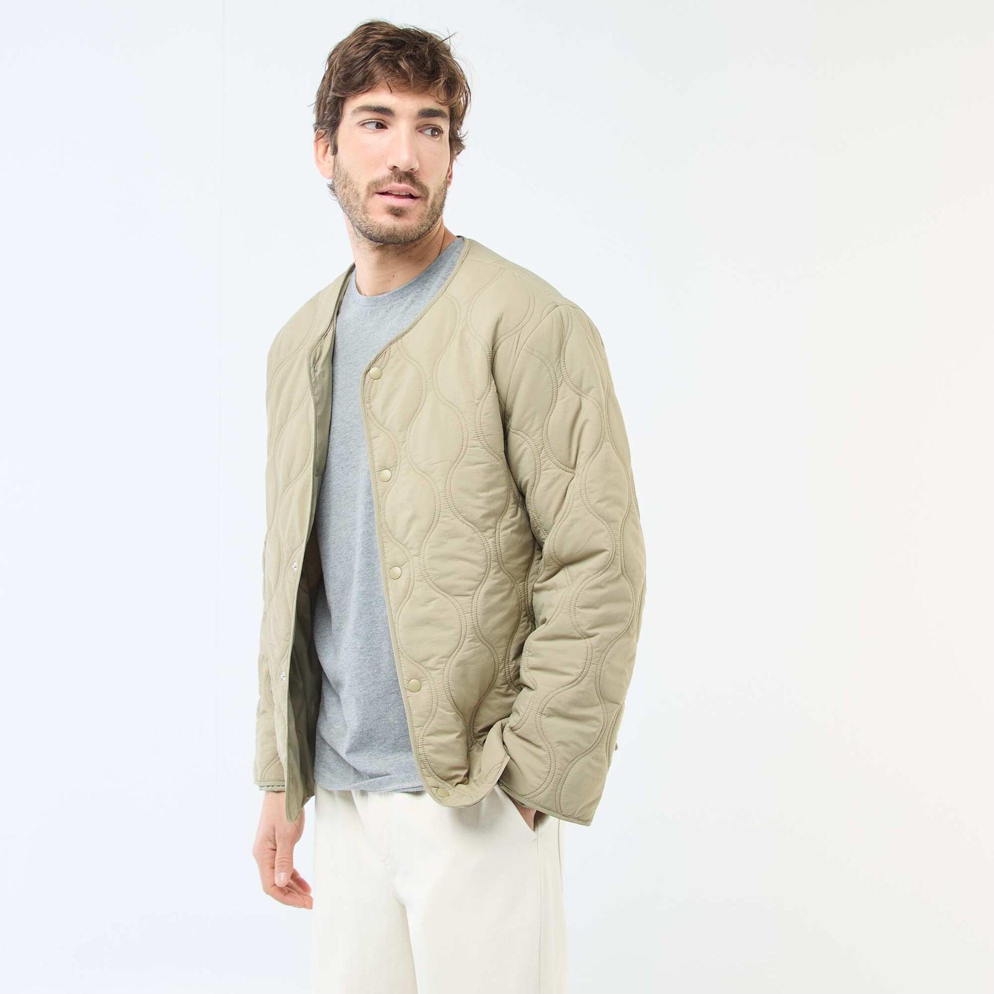 Blouson à capuche avec plastron en molleton amovible VERT