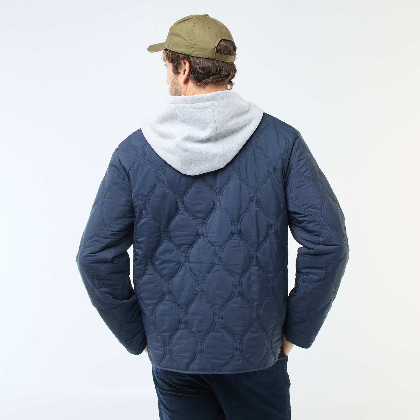 Blouson à capuche avec plastron en molleton amovible BLEU