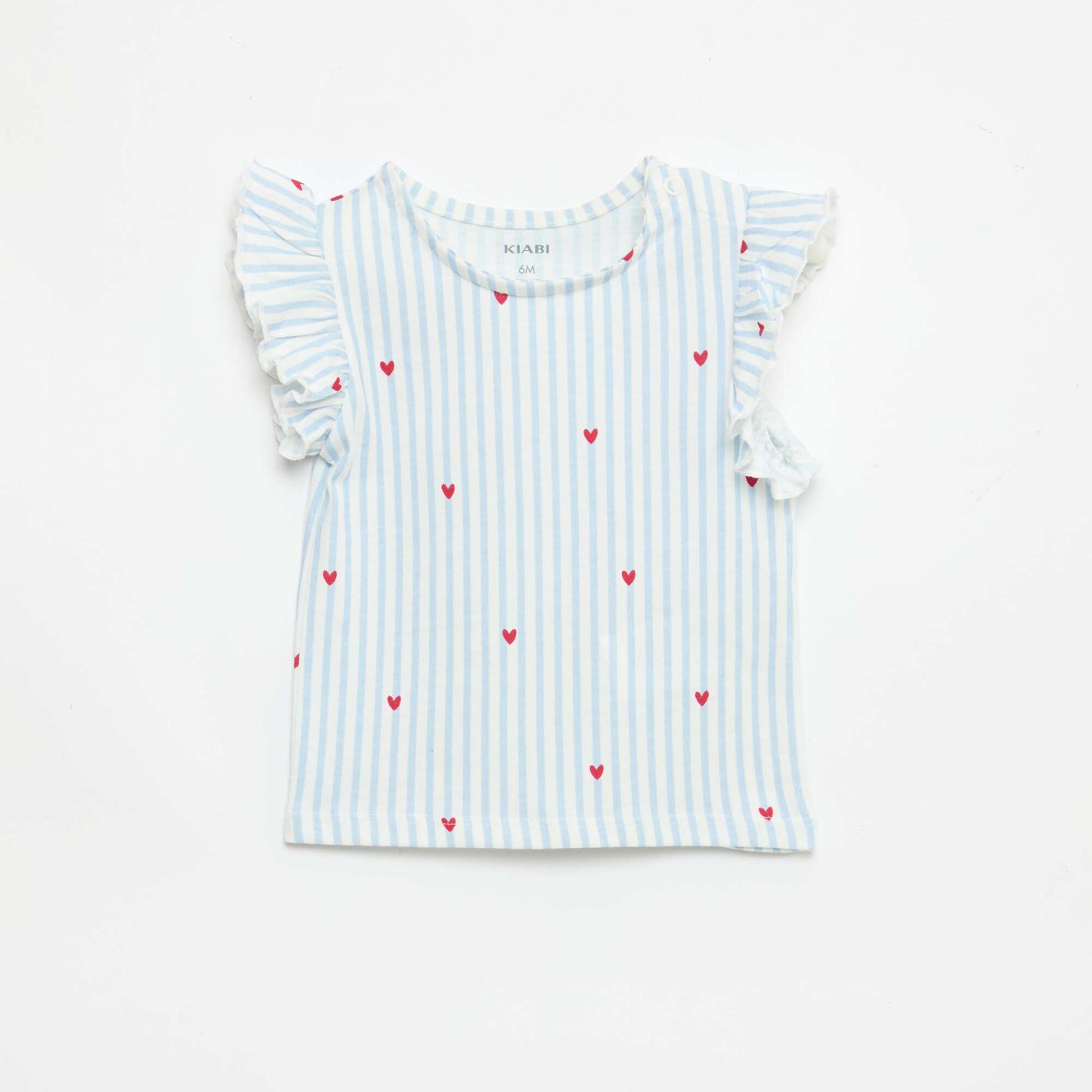 T-shirt en jersey manches courtes volantées BLEU