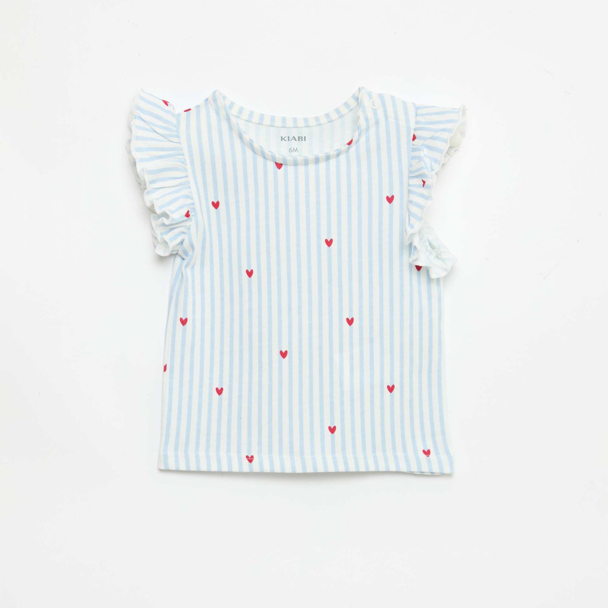 T-shirt en jersey manches courtes volantées BLEU