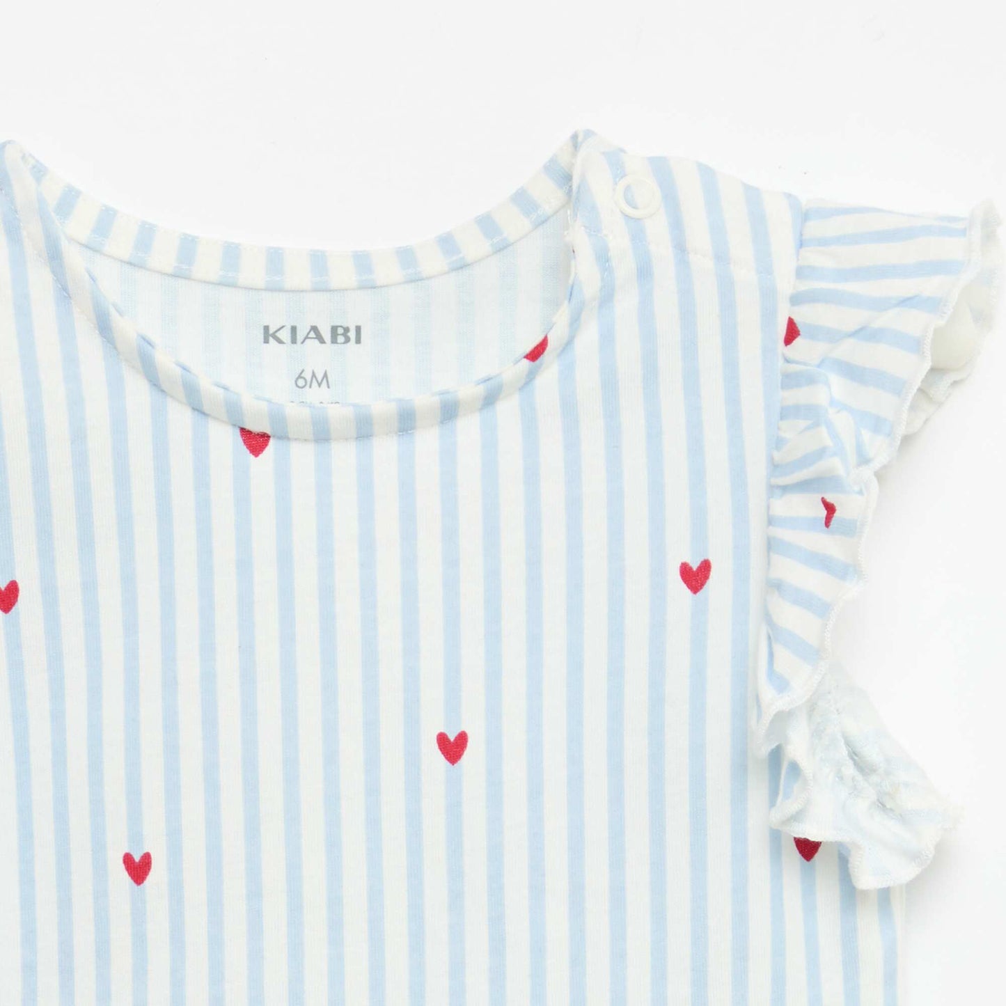 T-shirt en jersey manches courtes volantées BLEU