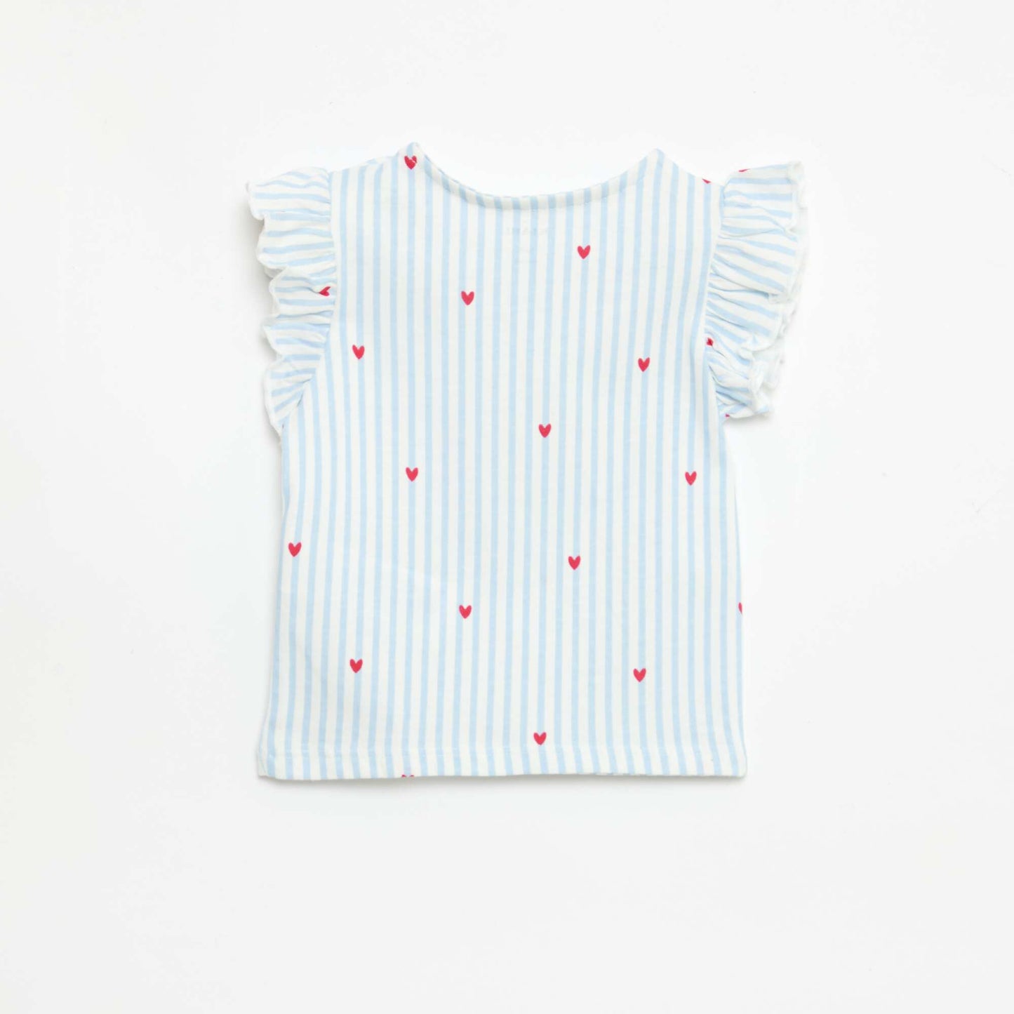 T-shirt en jersey manches courtes volantées BLEU