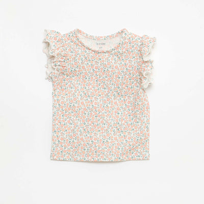 T-shirt en jersey manches courtes volantées BLANC