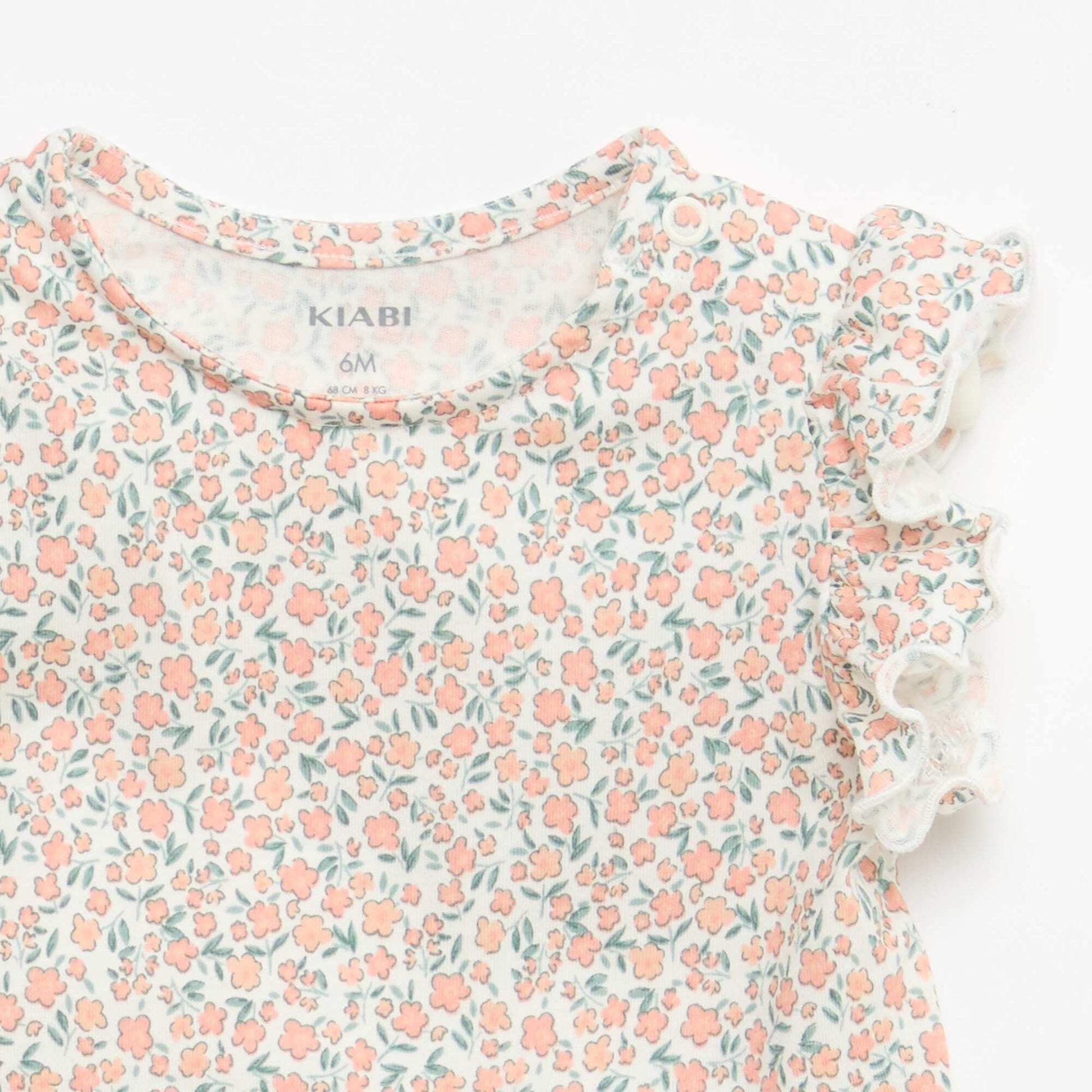 T-shirt en jersey manches courtes volantées BLANC