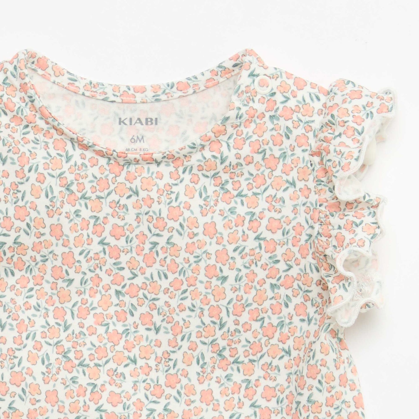 T-shirt en jersey manches courtes volantées BLANC