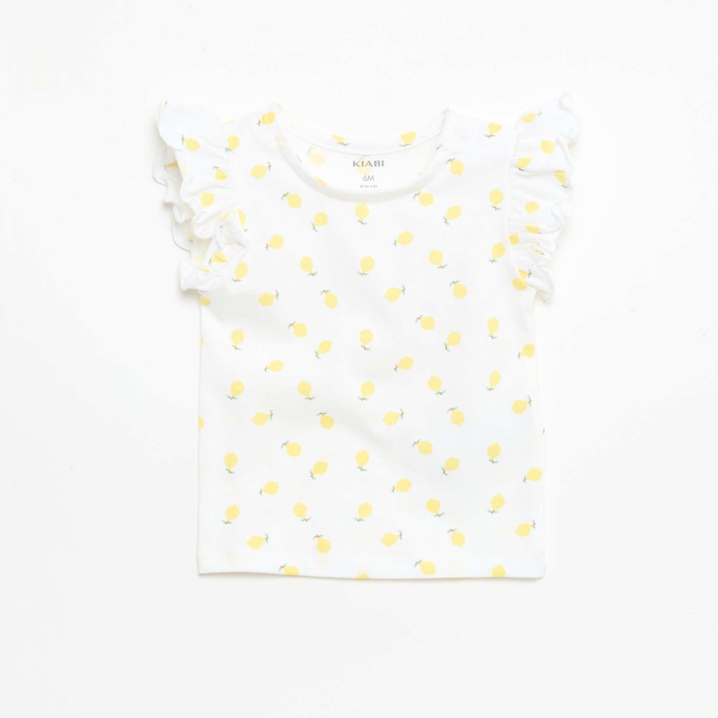 T-shirt en jersey manches courtes volantées BLANC