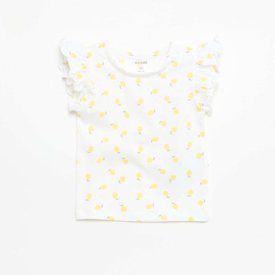 T-shirt en jersey manches courtes volantées BLANC