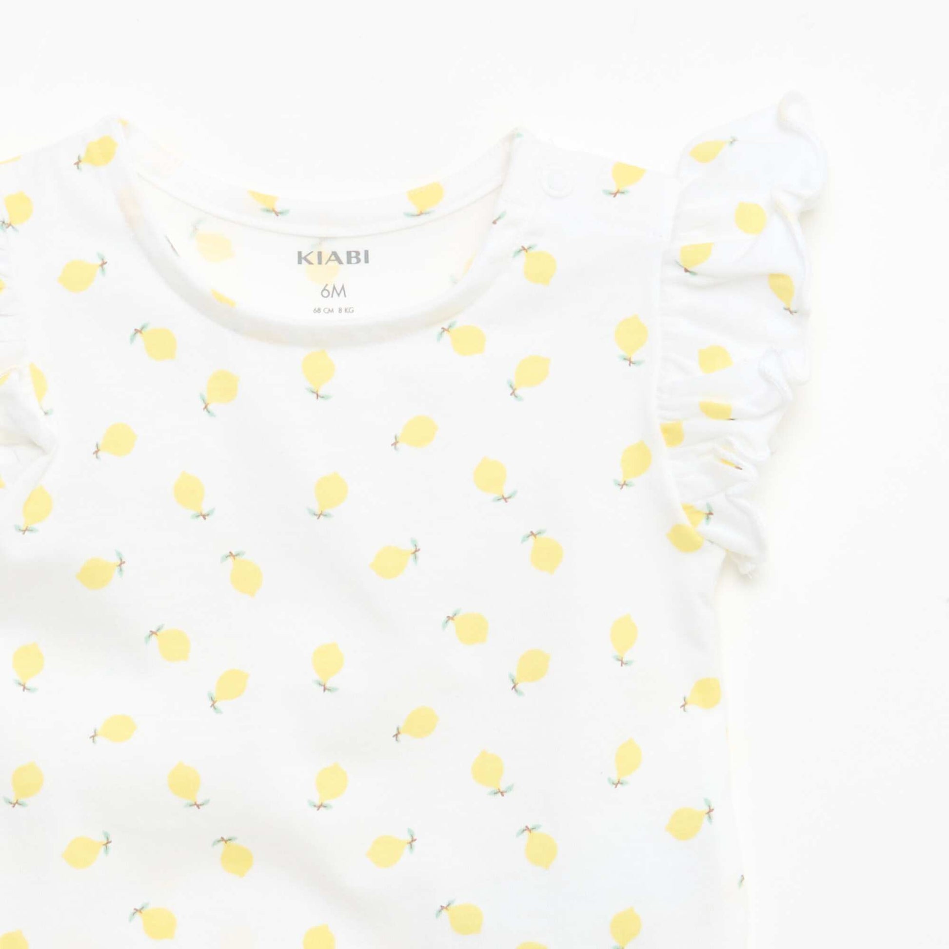 T-shirt en jersey manches courtes volantées BLANC