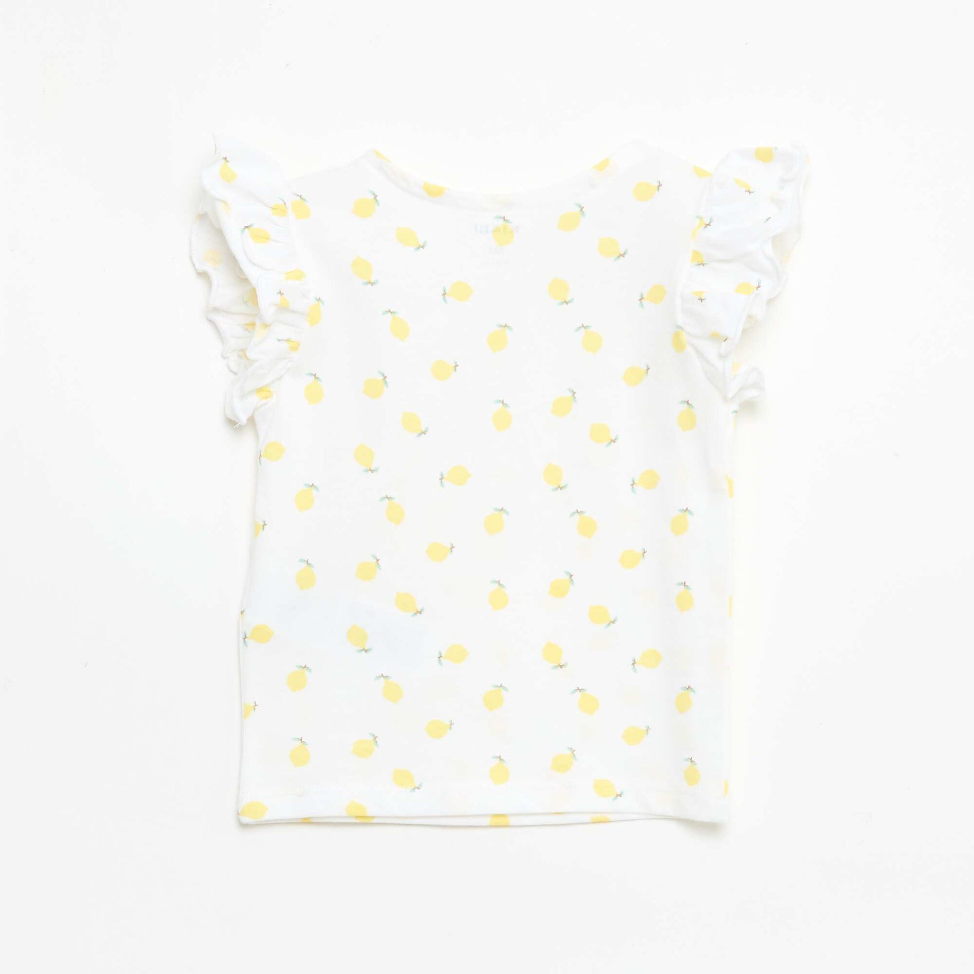 T-shirt en jersey manches courtes volantées BLANC