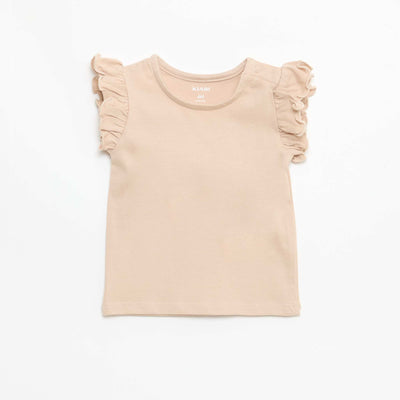 T-shirt en jersey manches courtes volantées BEIGE