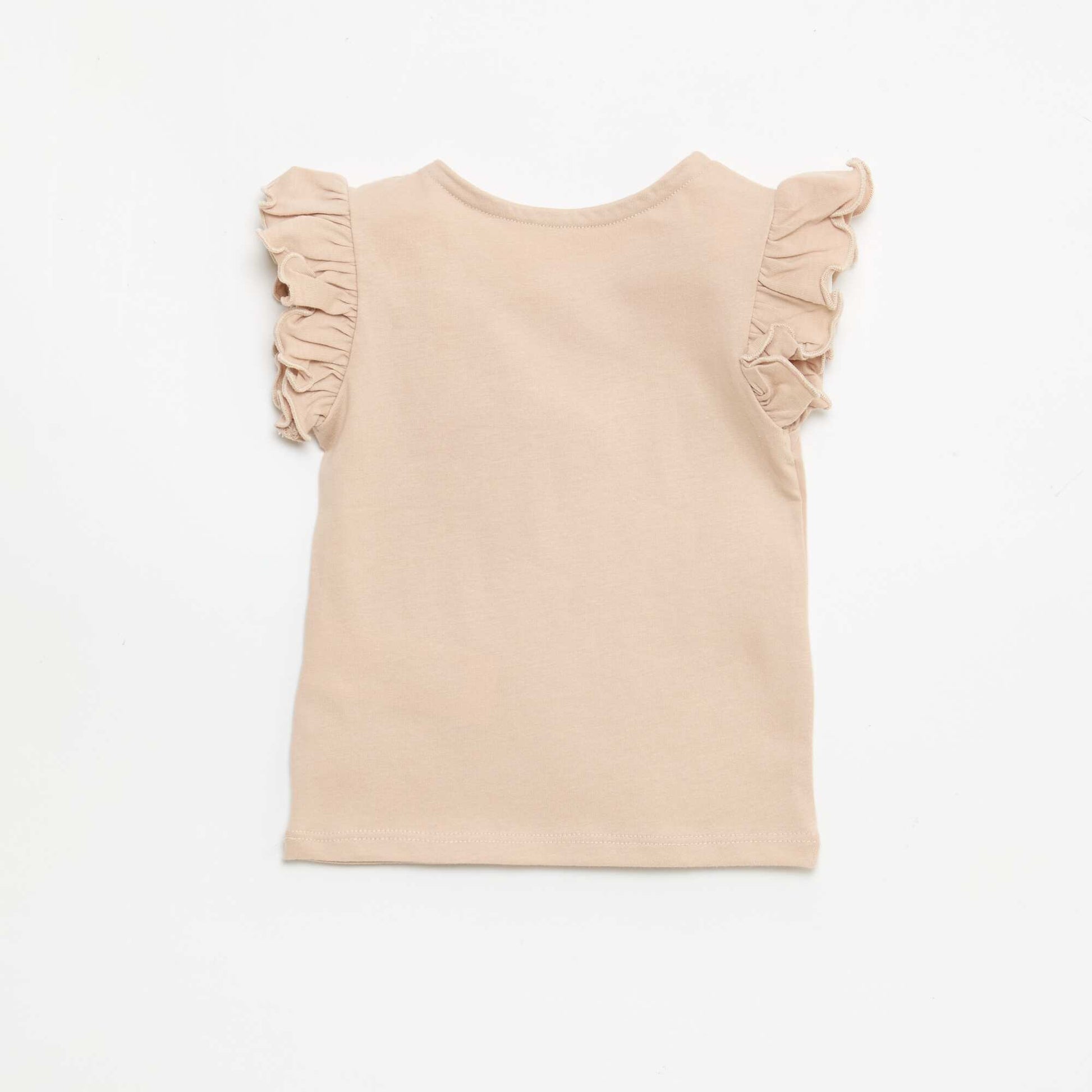 T-shirt en jersey manches courtes volantées BEIGE
