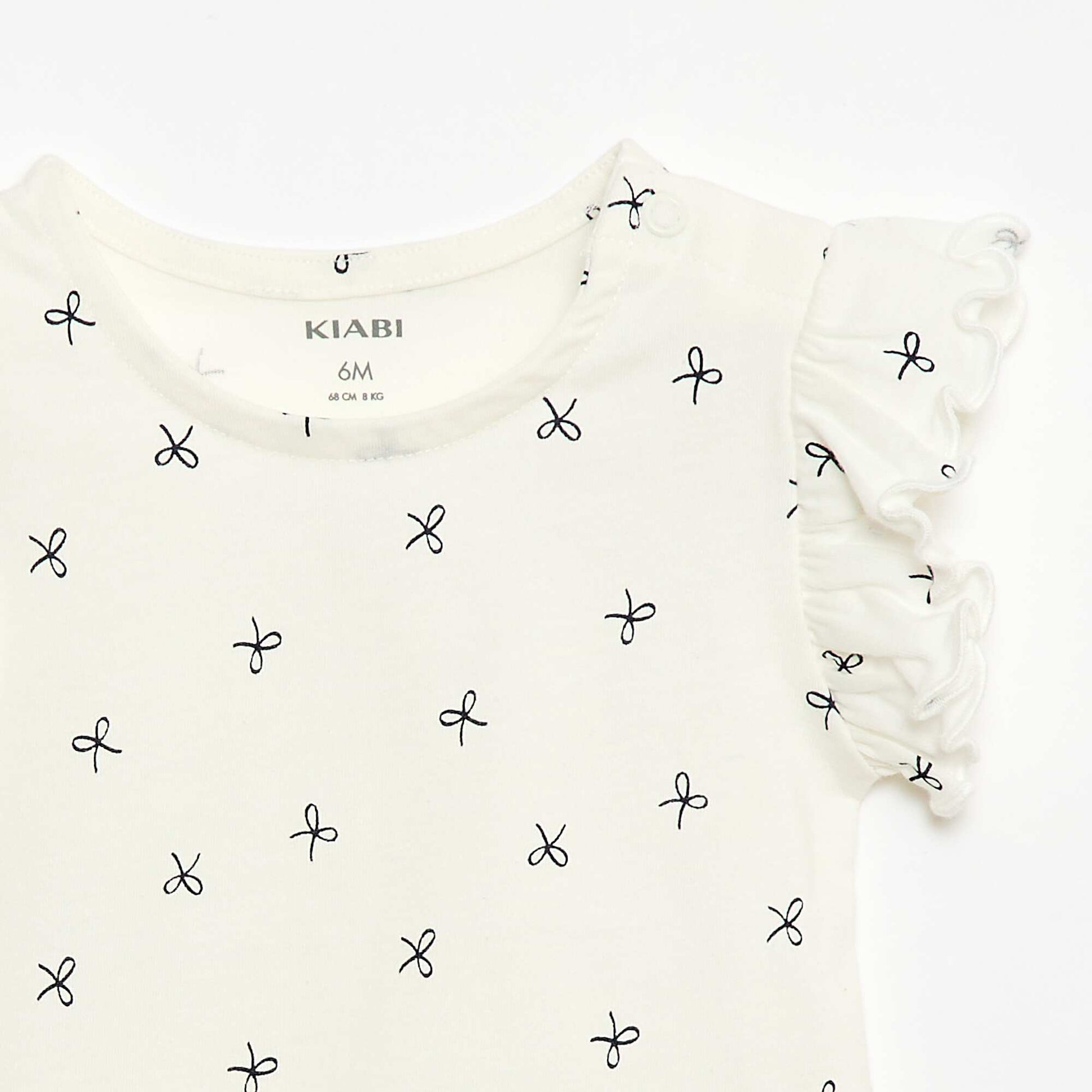 T-shirt en jersey manches courtes volantées BLANC