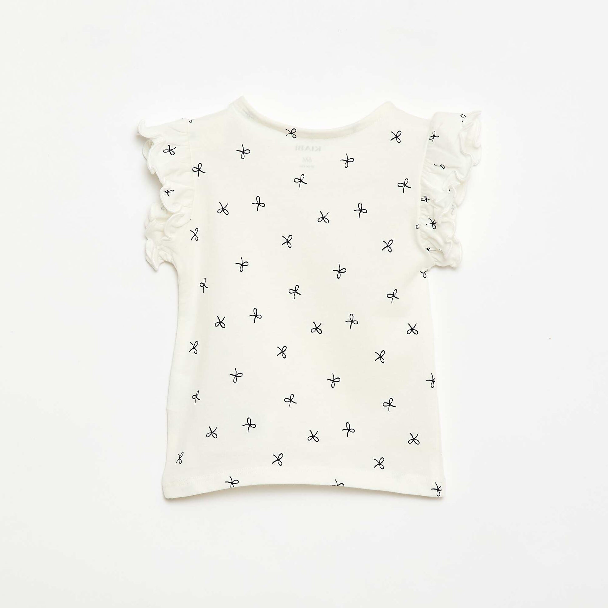 T-shirt en jersey manches courtes volantées BLANC
