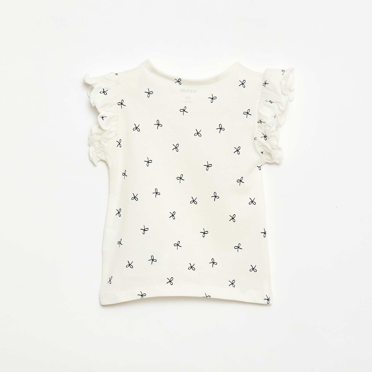 T-shirt en jersey manches courtes volantées BLANC