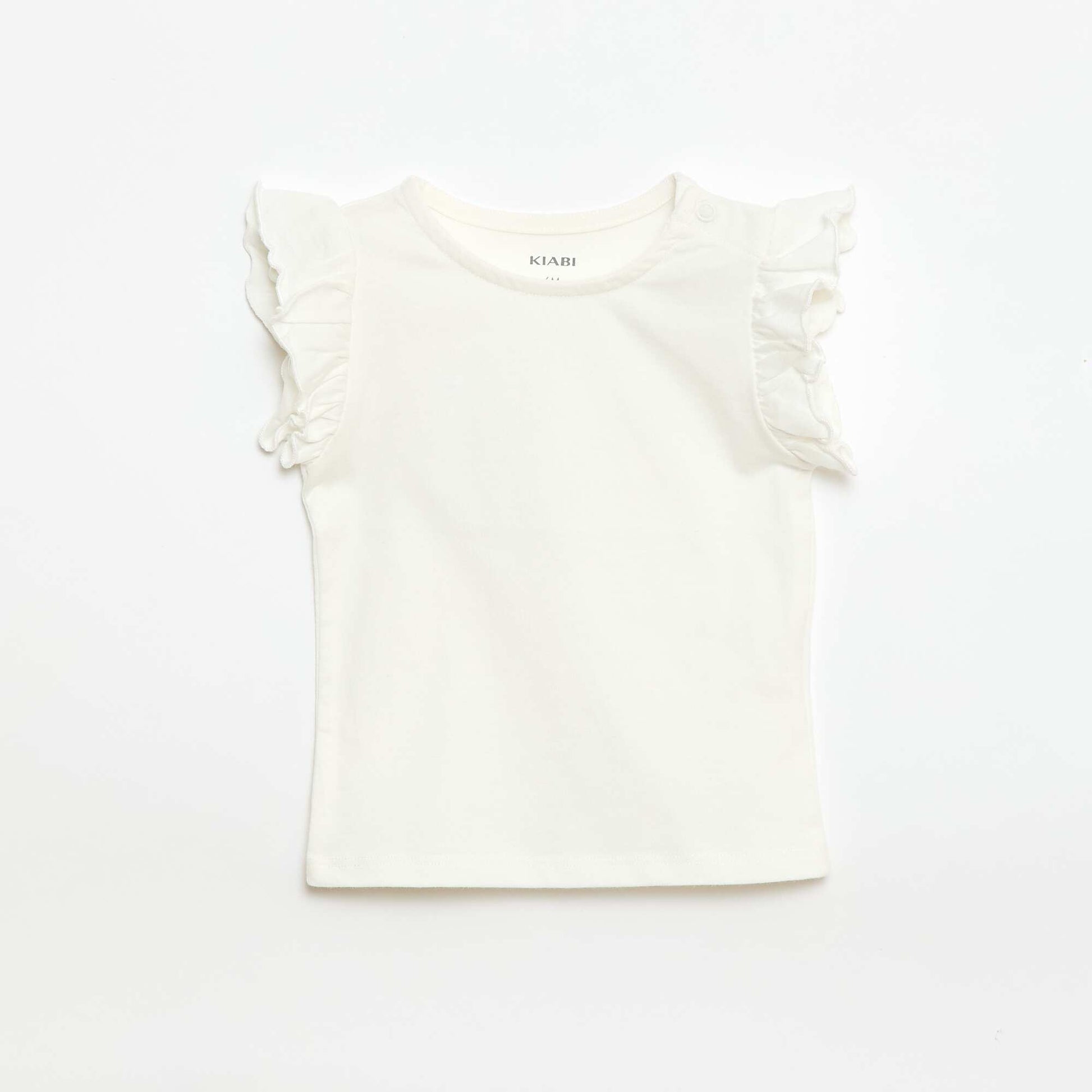 T-shirt en jersey manches courtes volantées BLANC