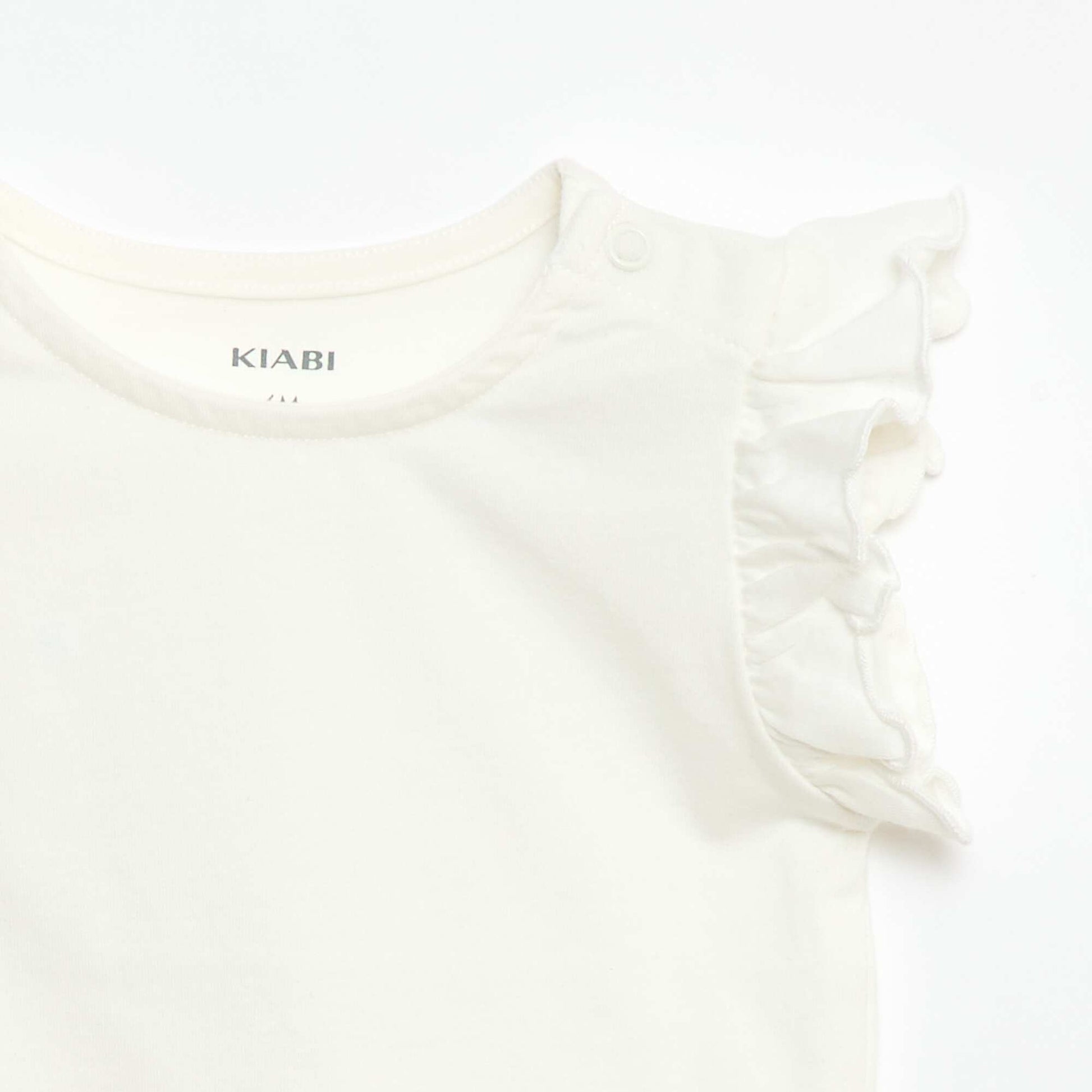 T-shirt en jersey manches courtes volantées BLANC